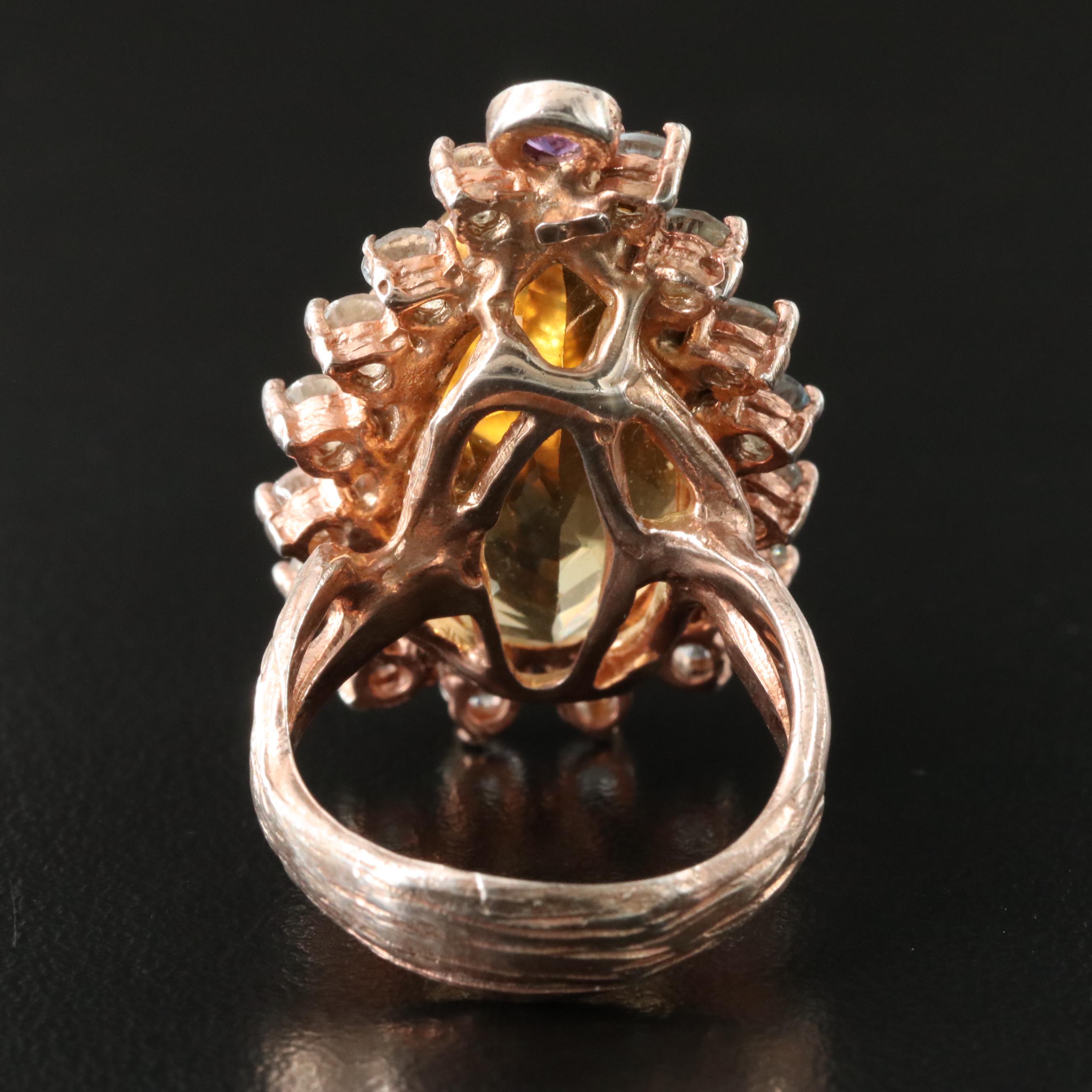 Sterling Citrine, White Sapphire and Amethyst Ring