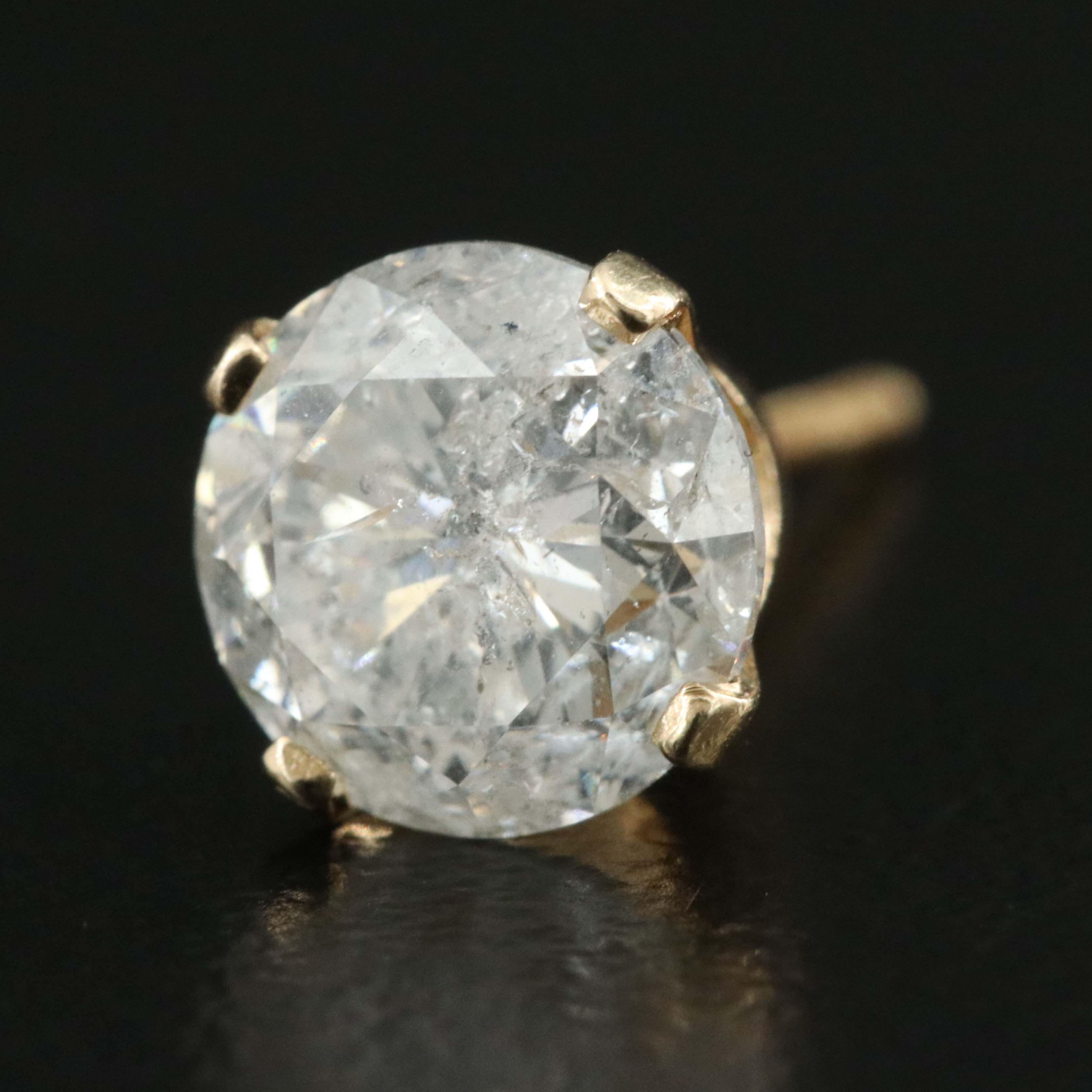 Single 14K 1.16 CT Solitaire Stud Earring