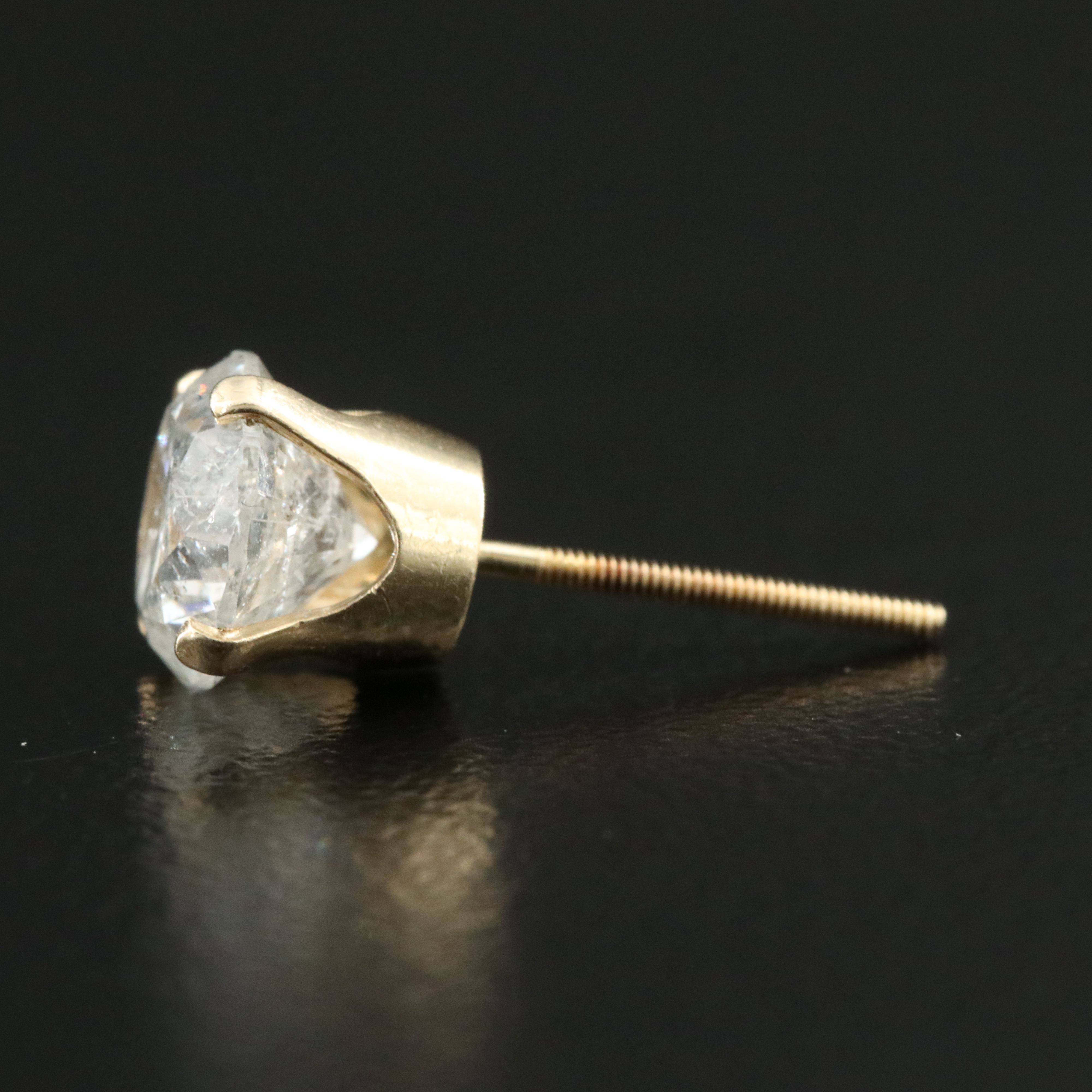 Single 14K 1.16 CT Solitaire Stud Earring