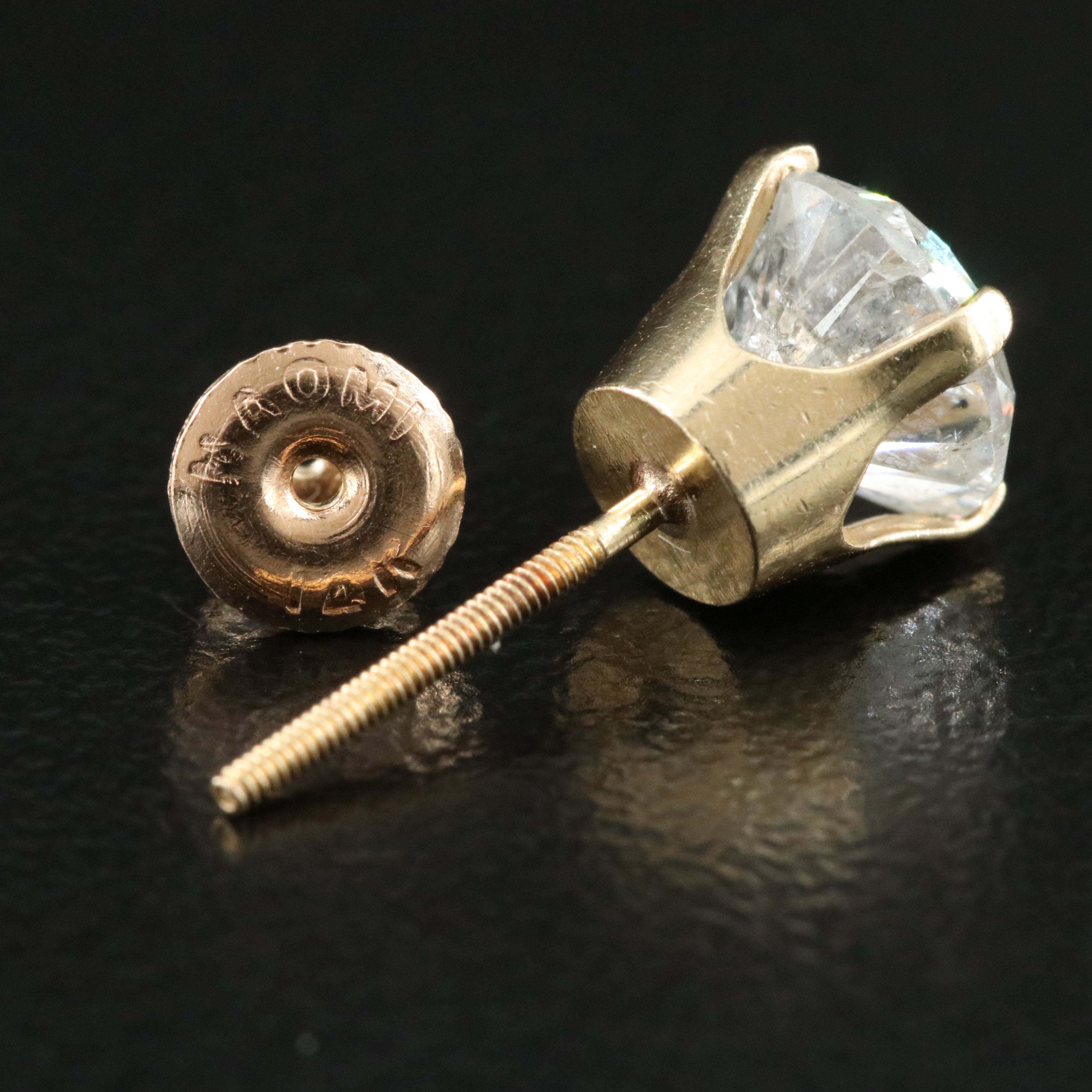 Single 14K 1.16 CT Solitaire Stud Earring