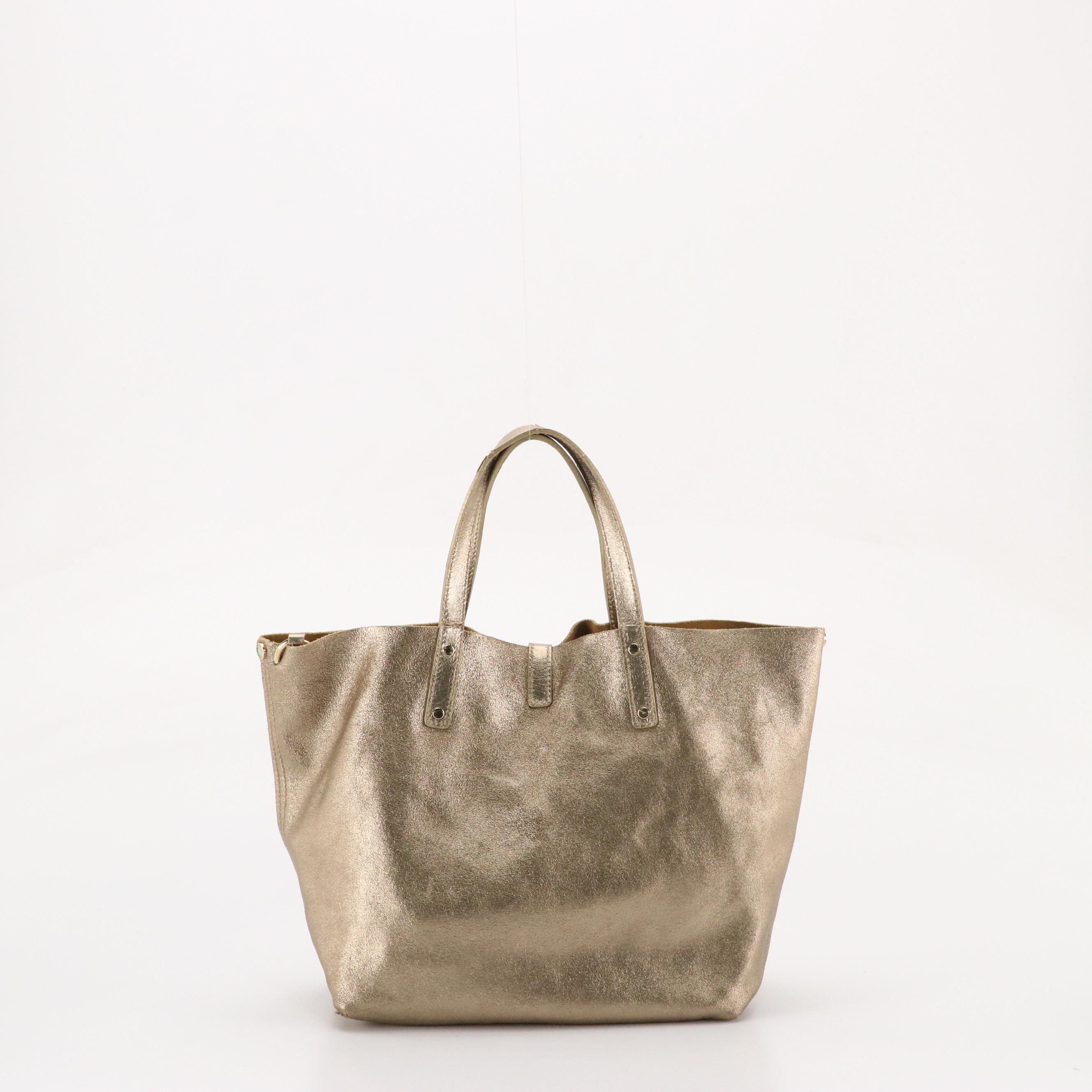 Tiffany & Co. Small Reversible Tote in Metallic Leather and Brown Suede