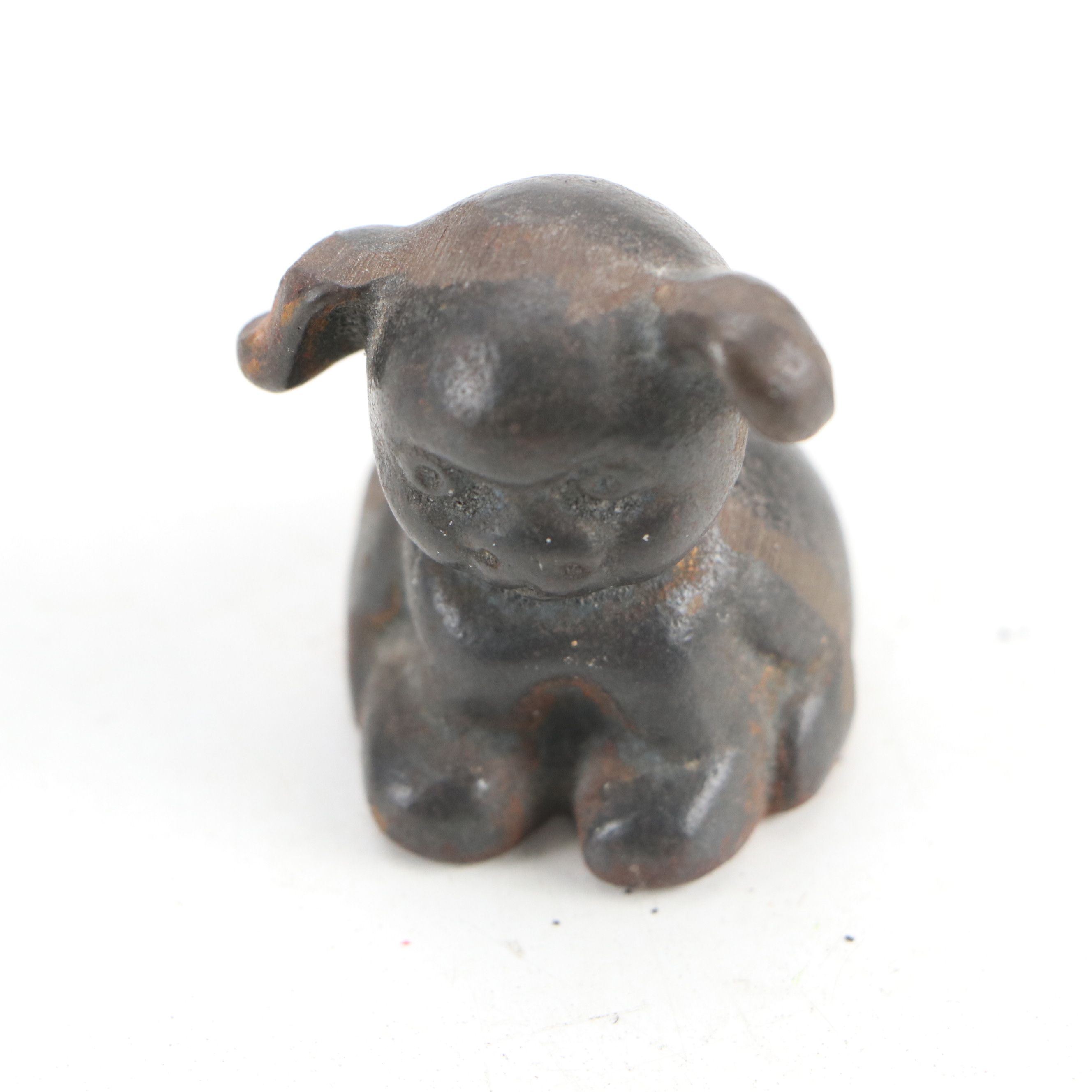 Painted Cast Iron Monkey and Rabbit Banks, Frog Box and Dog Figurine