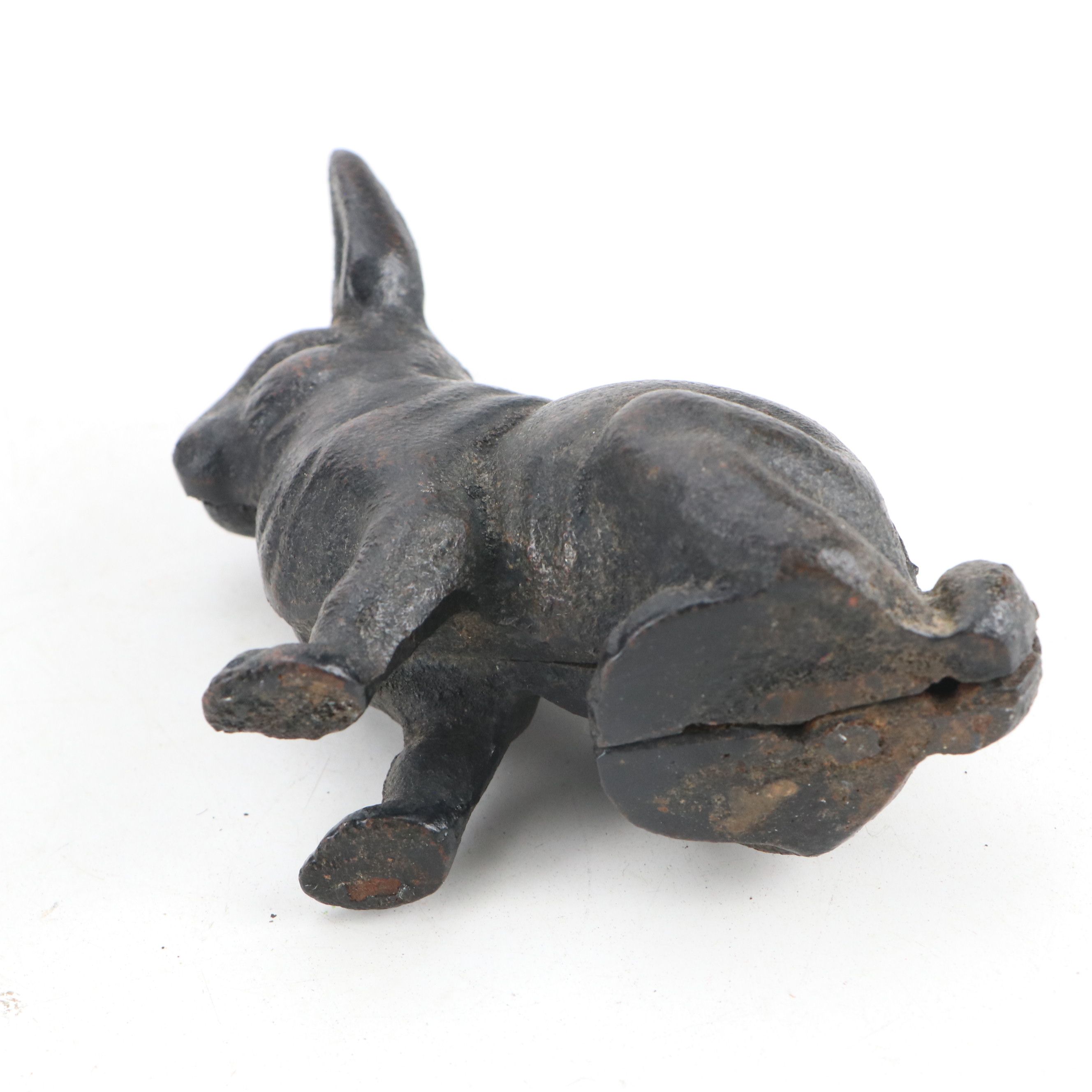 Painted Cast Iron Monkey and Rabbit Banks, Frog Box and Dog Figurine