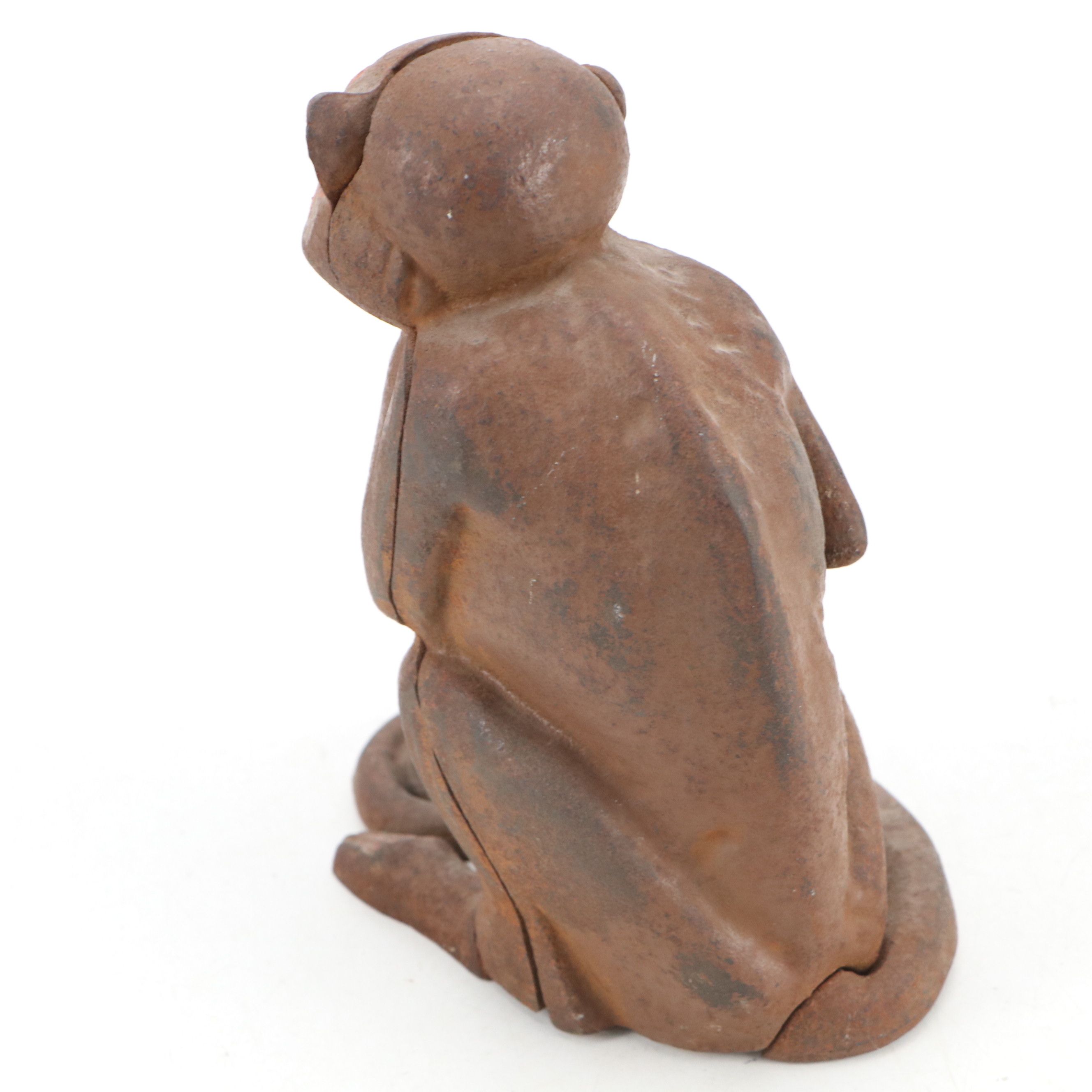 Painted Cast Iron Monkey and Rabbit Banks, Frog Box and Dog Figurine