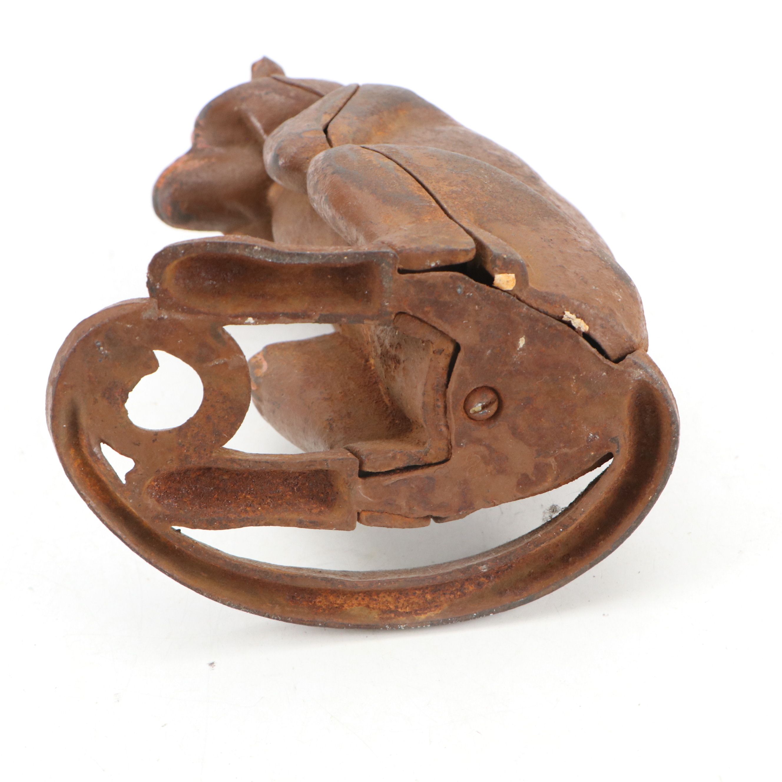 Painted Cast Iron Monkey and Rabbit Banks, Frog Box and Dog Figurine