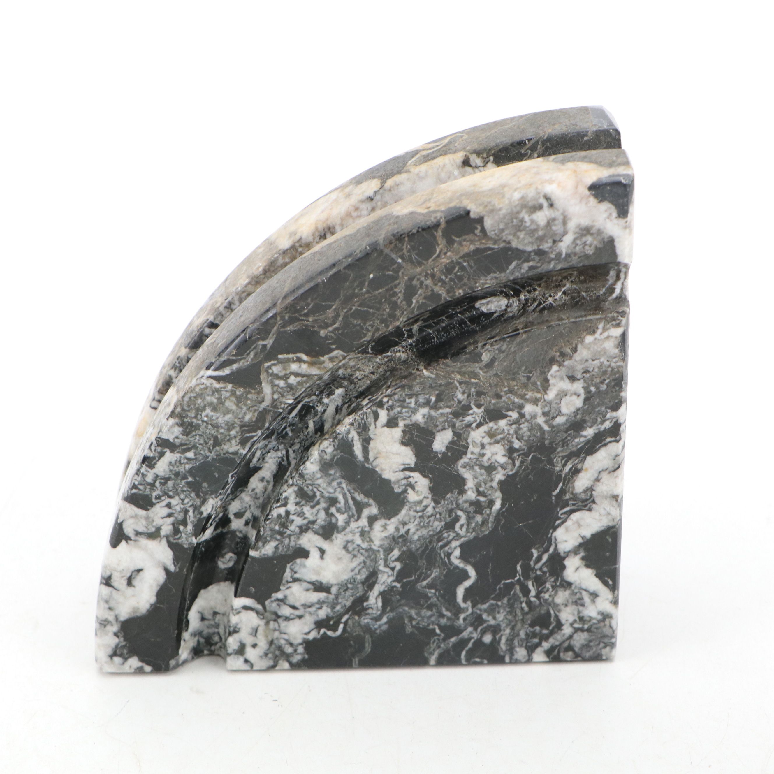 Carved and Polished Marble and Travertine Bookends