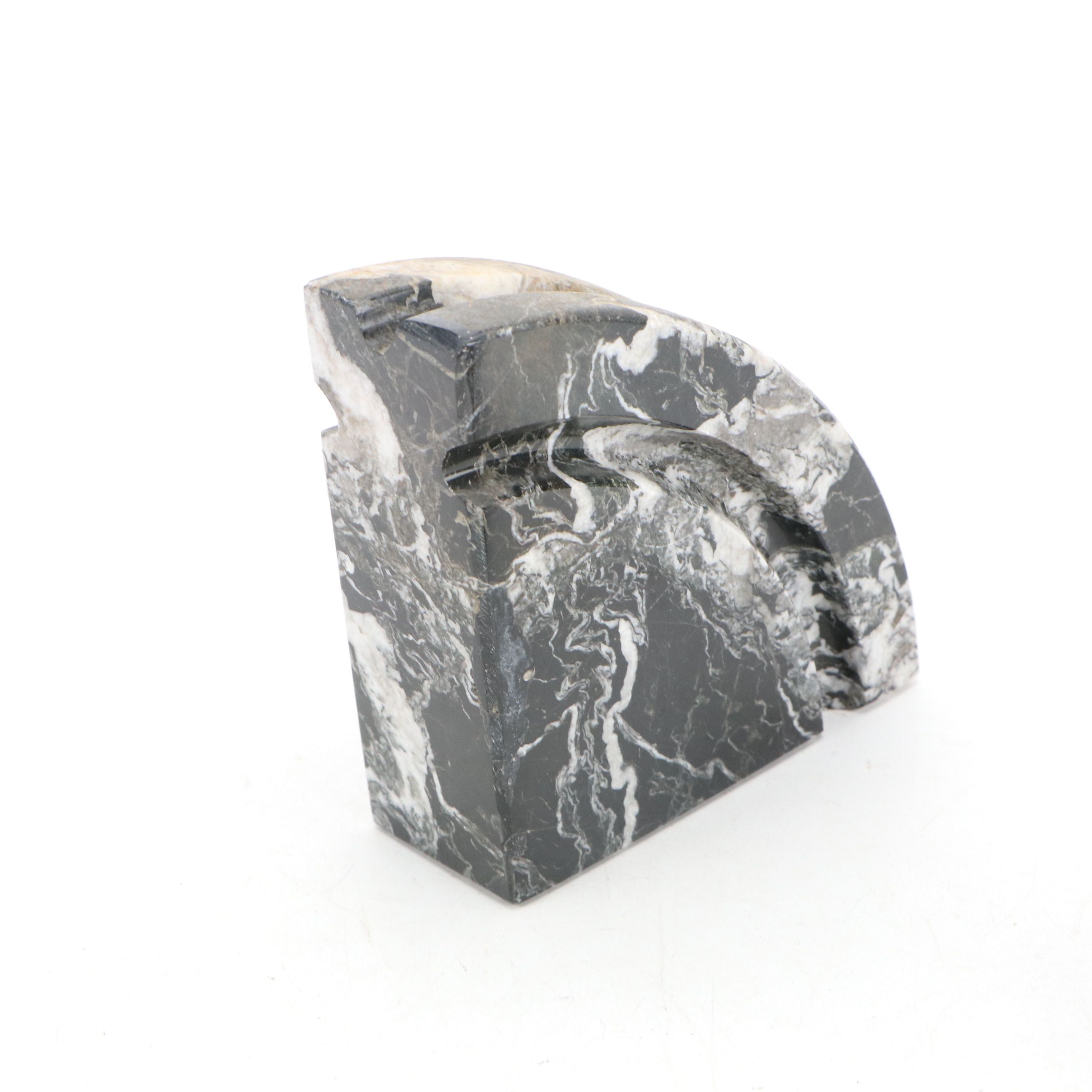 Carved and Polished Marble and Travertine Bookends