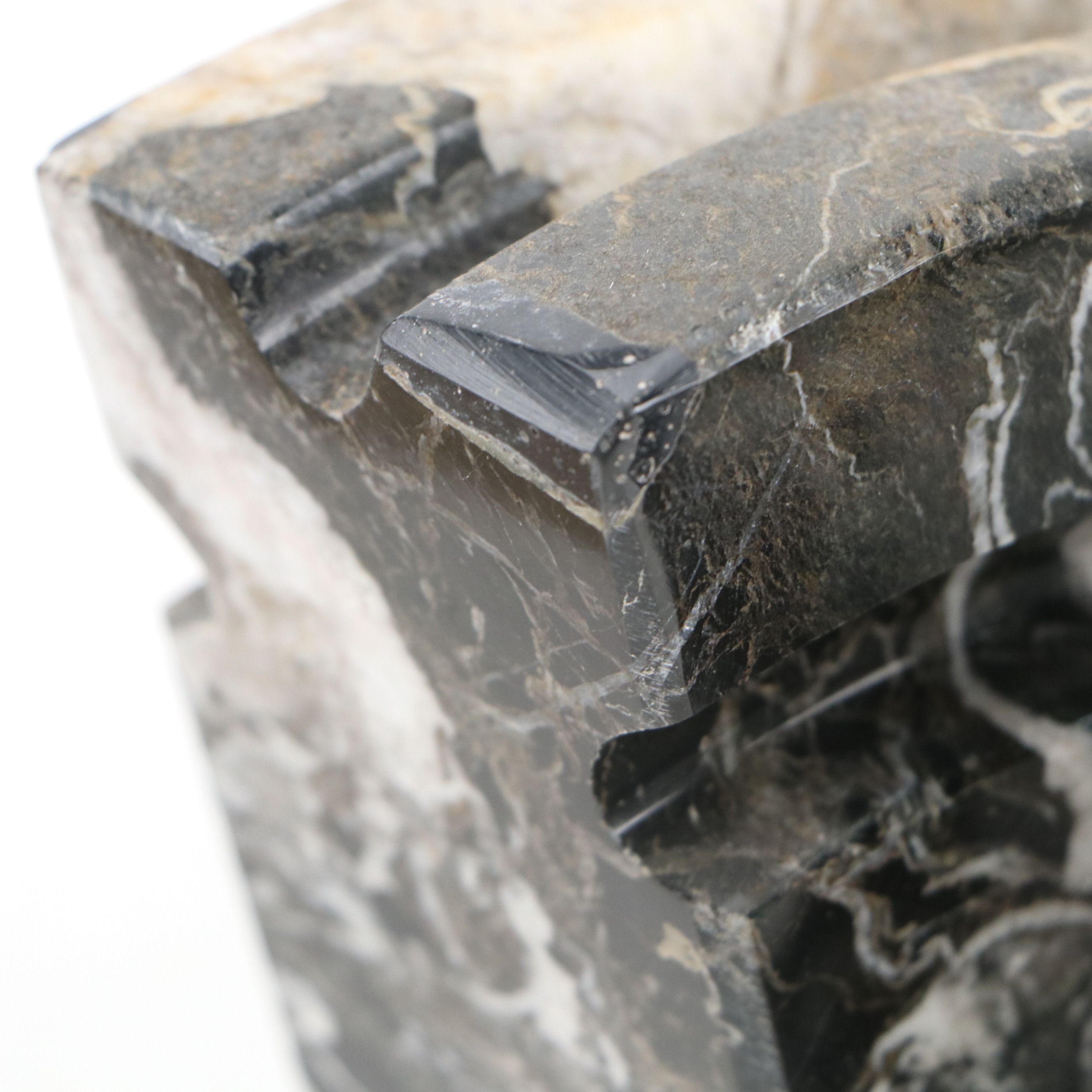 Carved and Polished Marble and Travertine Bookends