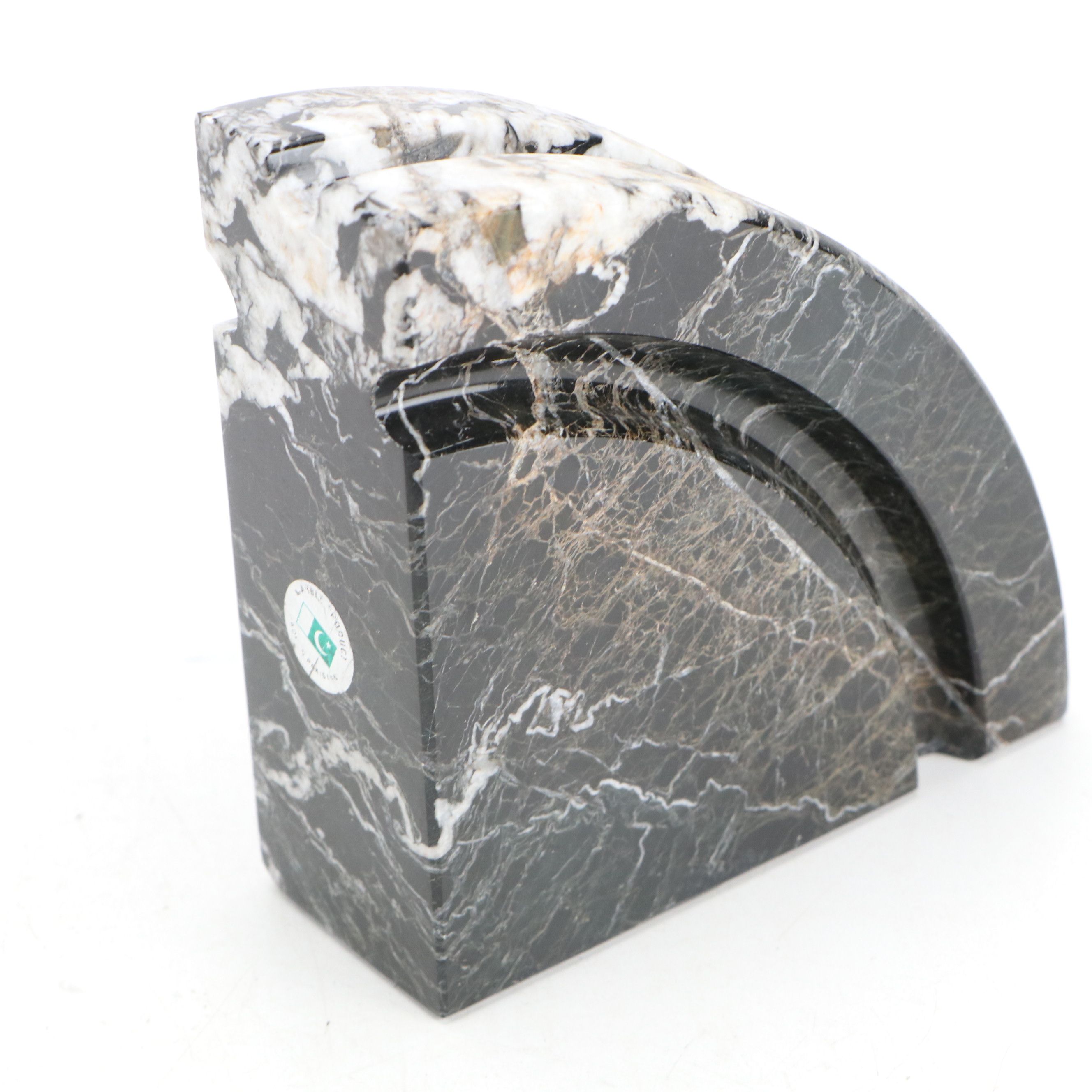 Carved and Polished Marble and Travertine Bookends