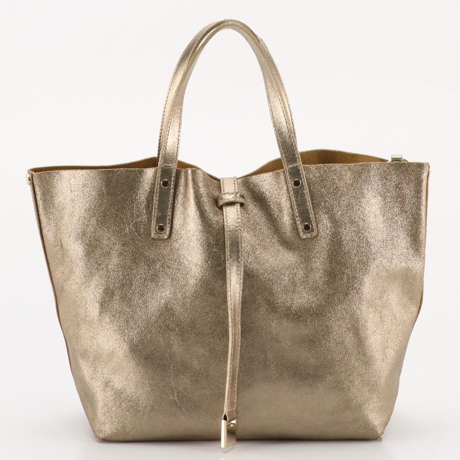 Tiffany & Co. Small Reversible Tote in Metallic Leather and Brown Suede