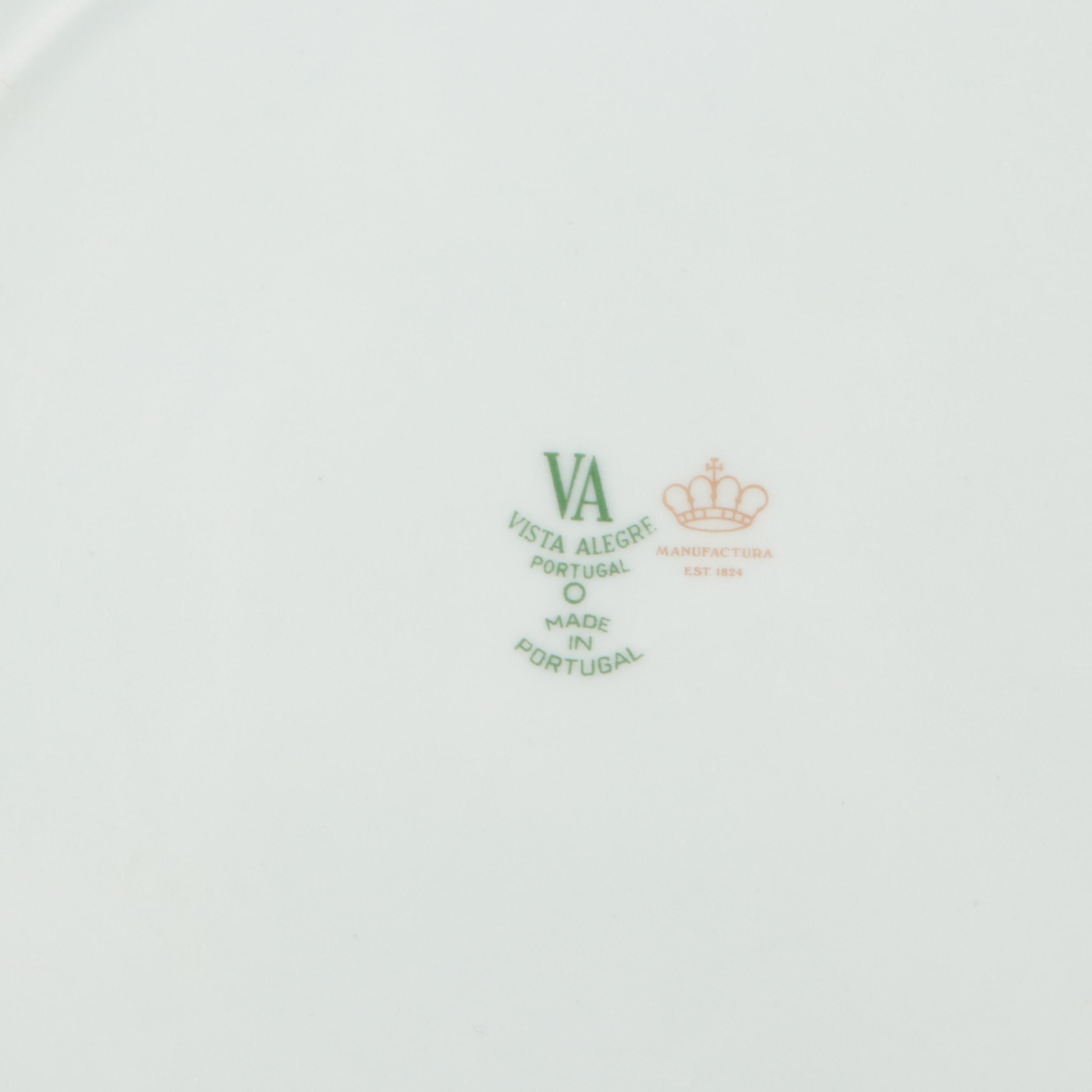 Vista Alegre "Ceylon" Porcelain Plate with Flat Cups and Saucers