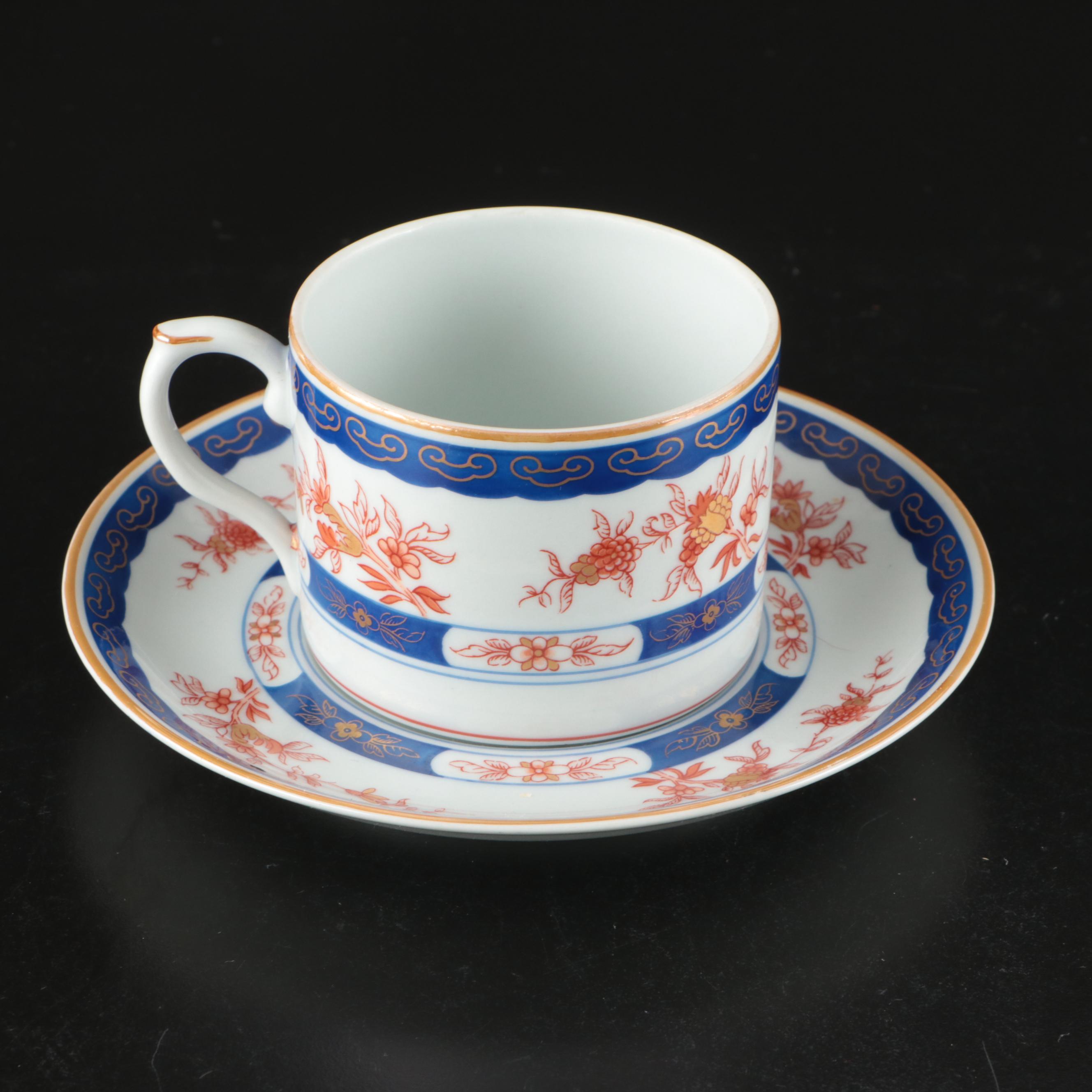 Vista Alegre "Ceylon" Porcelain Plate with Flat Cups and Saucers