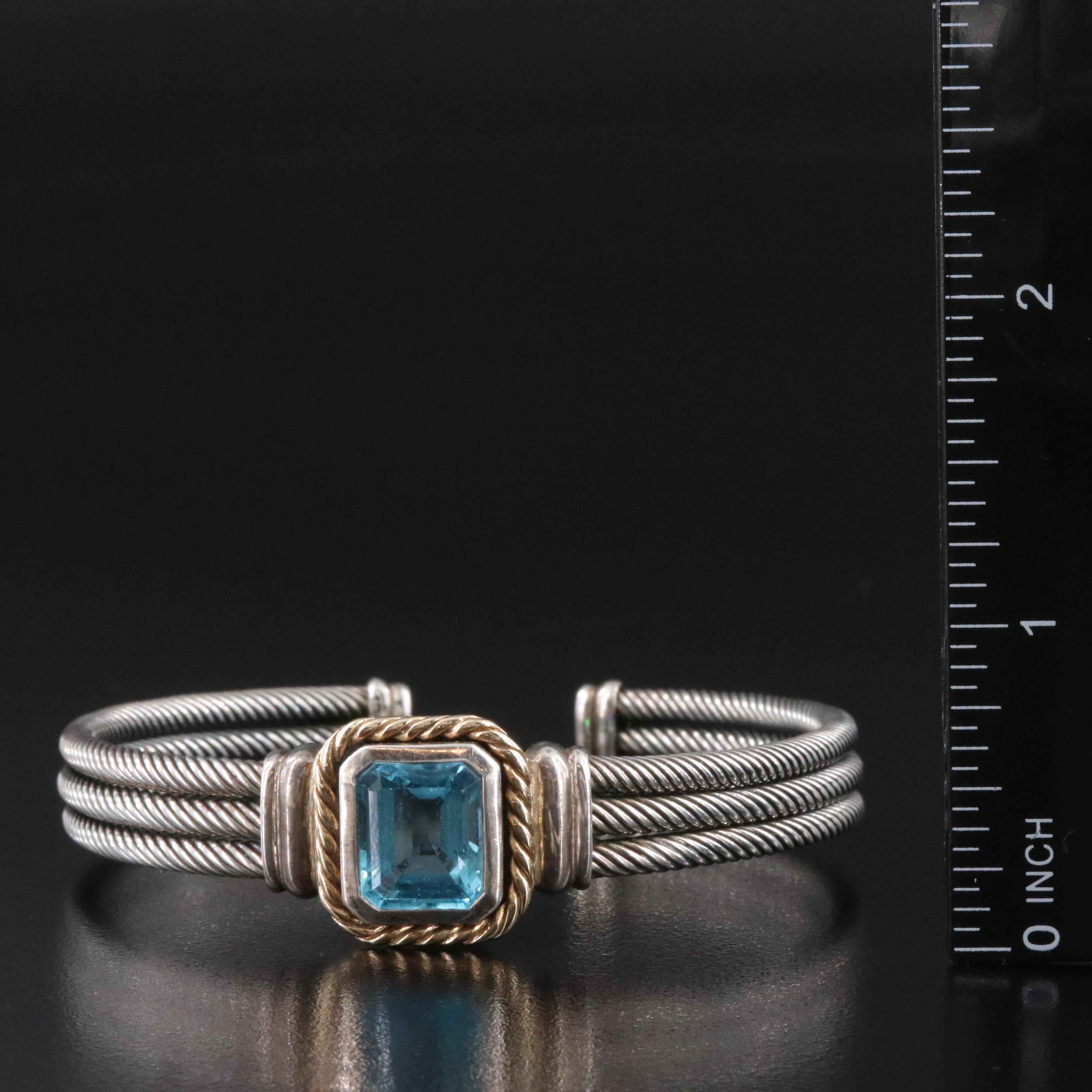 Sterling Topaz Cuff Cable Bracelet