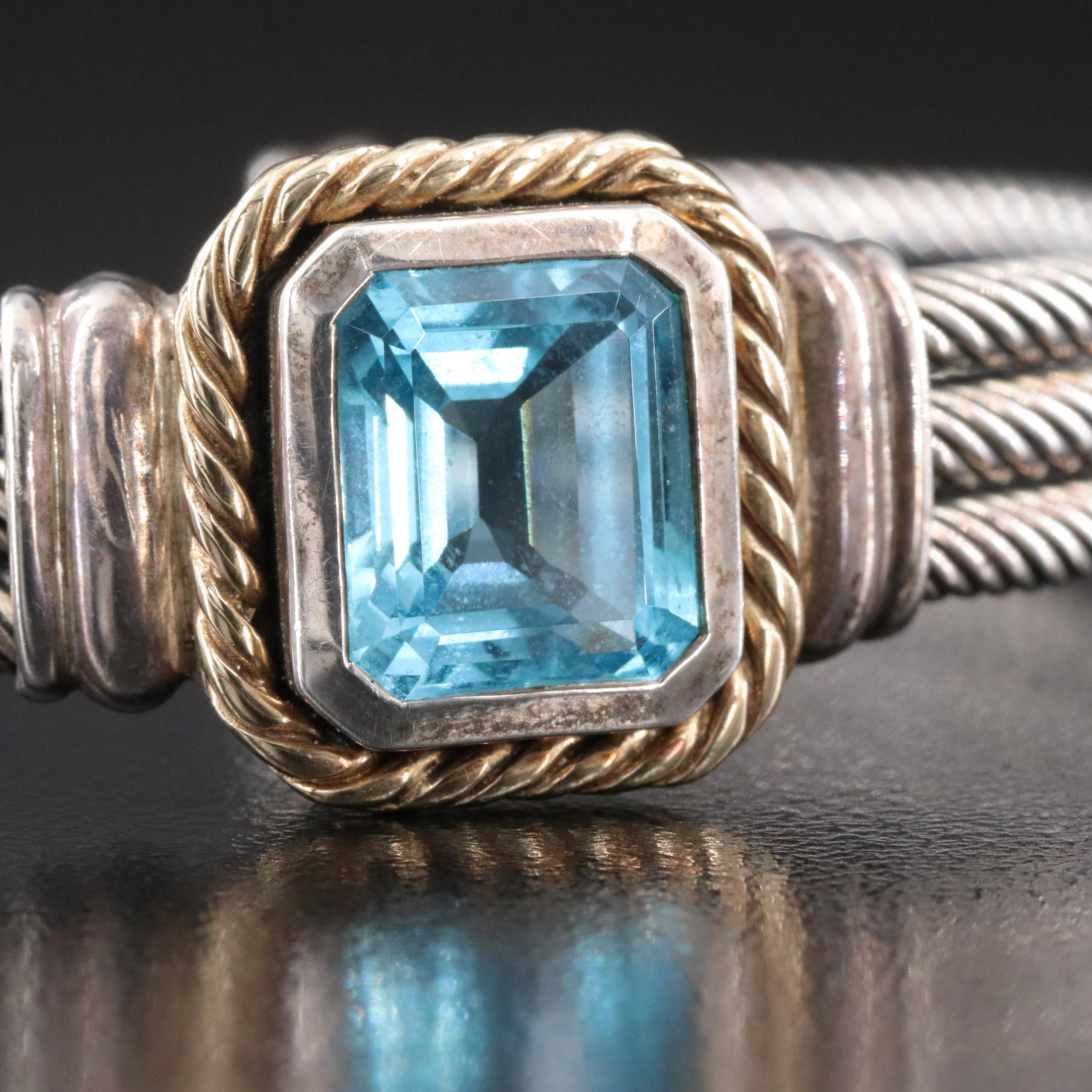 Sterling Topaz Cuff Cable Bracelet