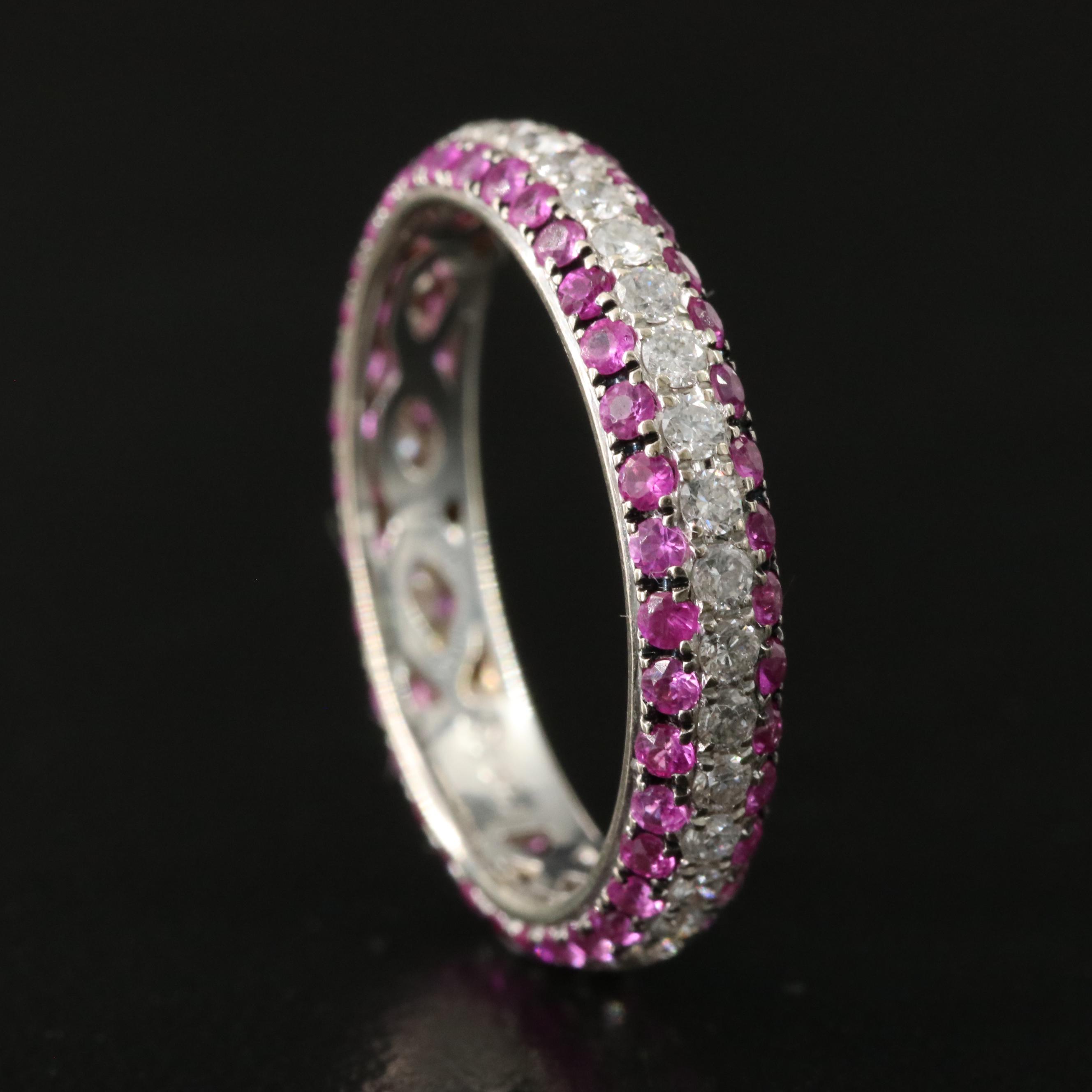 18K 0.54 CTW Diamond and Pink Sapphire Eternity Ring