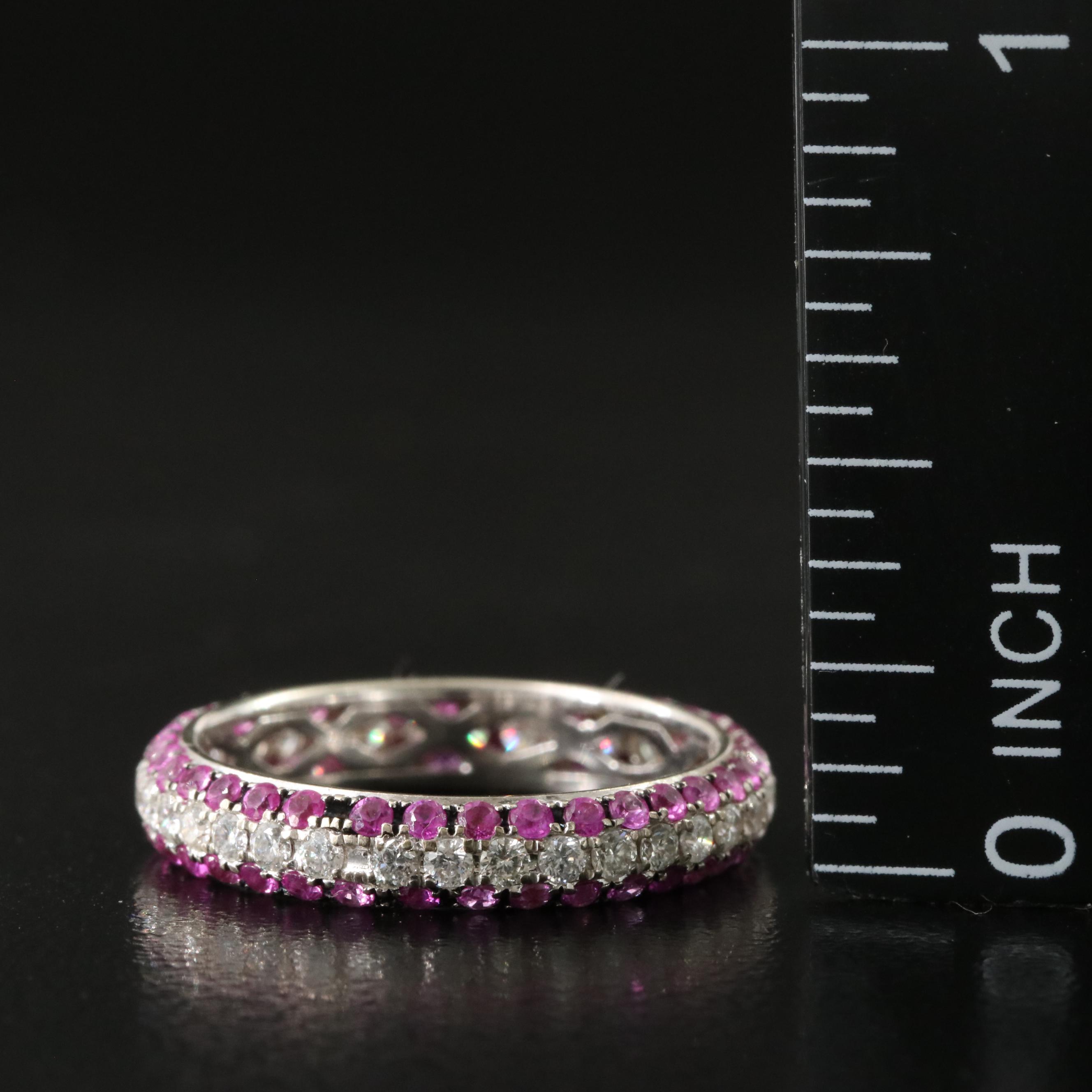 18K 0.54 CTW Diamond and Pink Sapphire Eternity Ring
