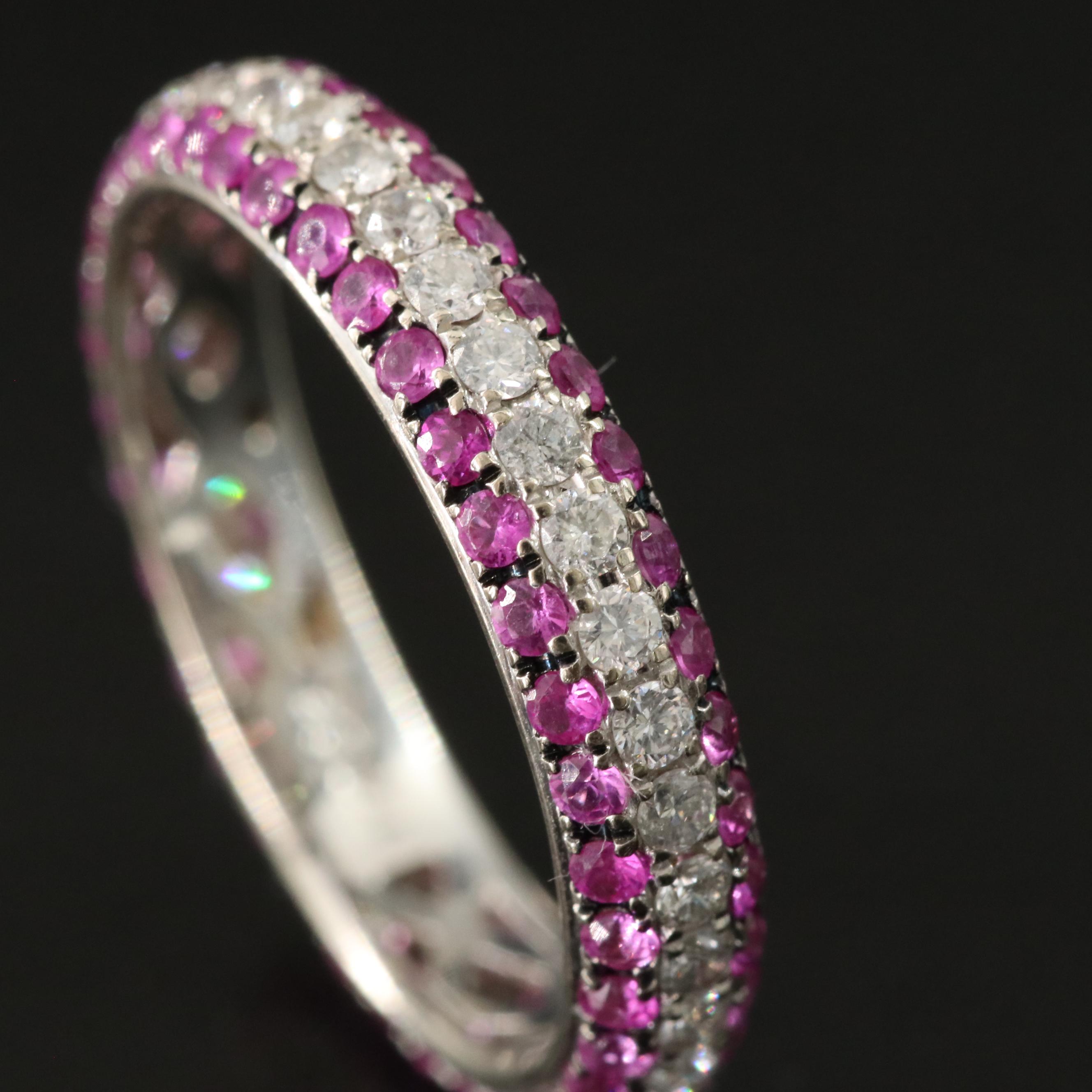 18K 0.54 CTW Diamond and Pink Sapphire Eternity Ring