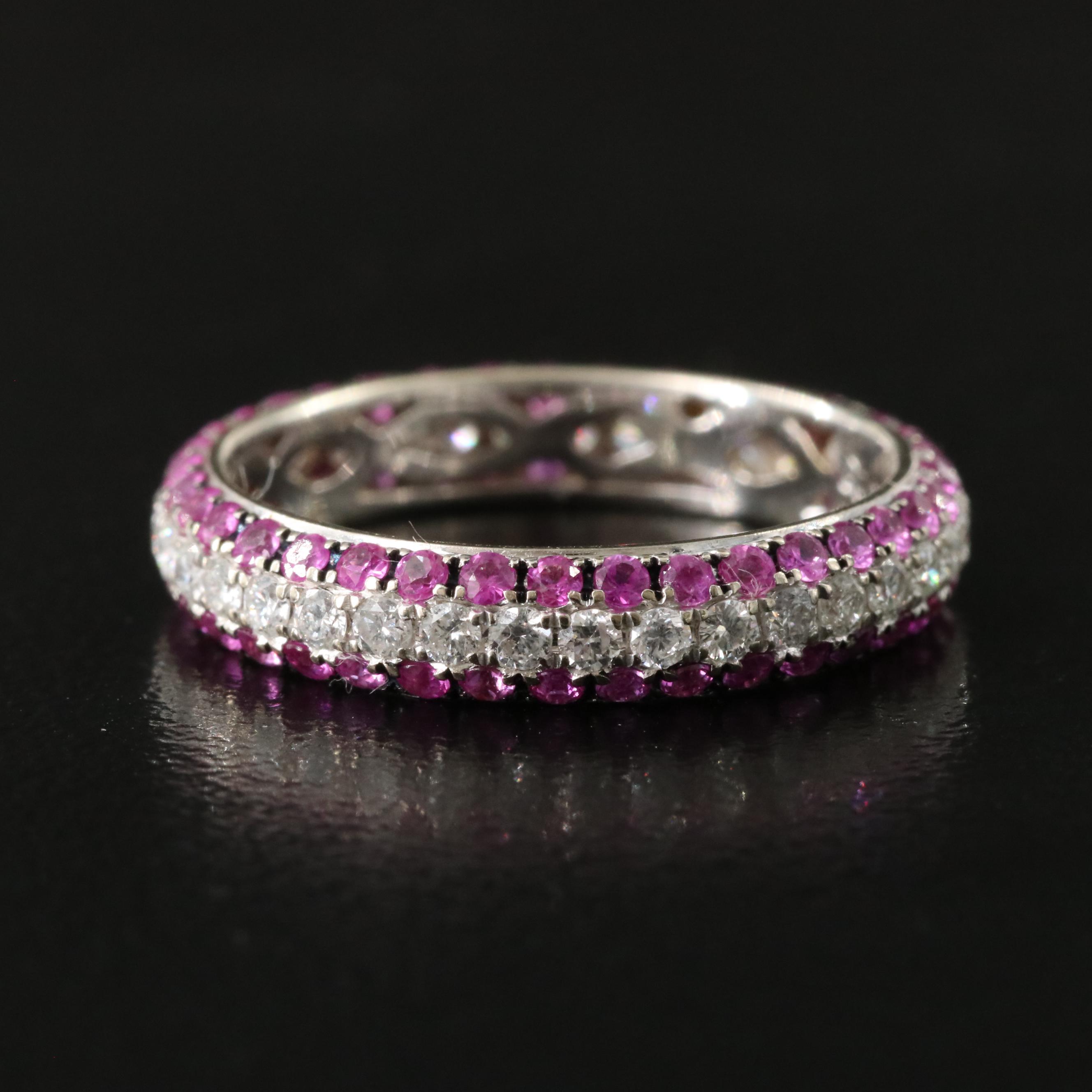 18K 0.54 CTW Diamond and Pink Sapphire Eternity Ring