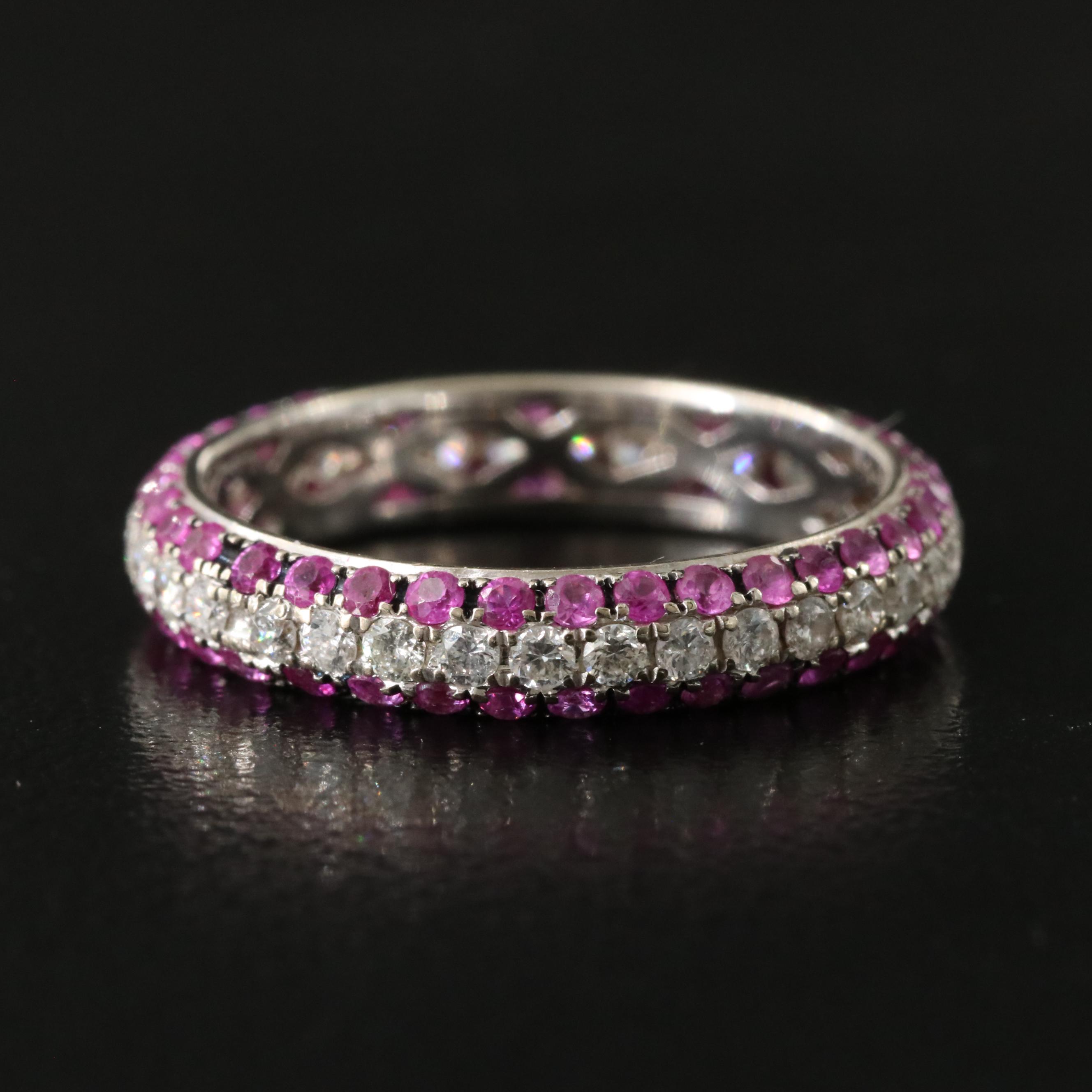 18K 0.54 CTW Diamond and Pink Sapphire Eternity Ring
