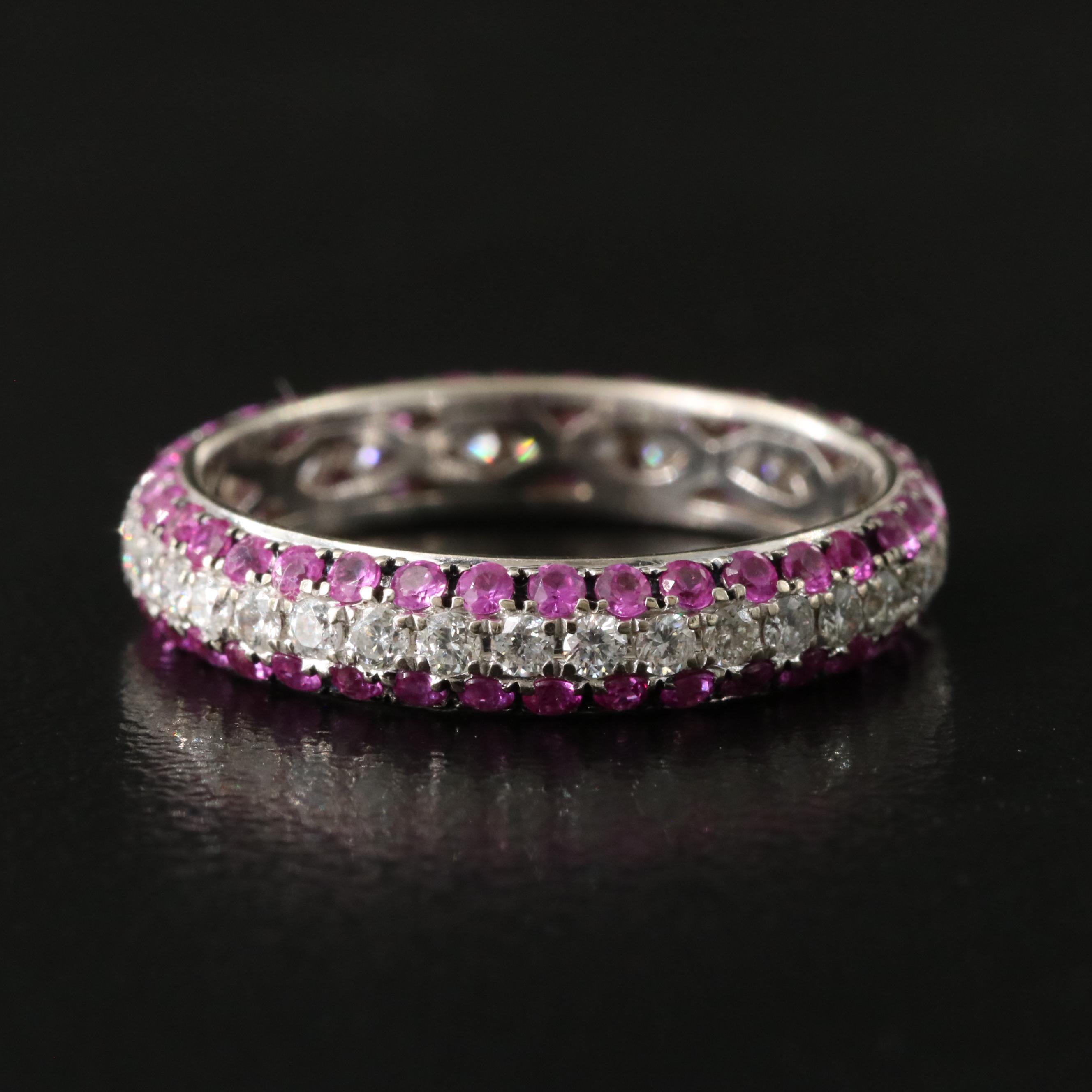 18K 0.54 CTW Diamond and Pink Sapphire Eternity Ring