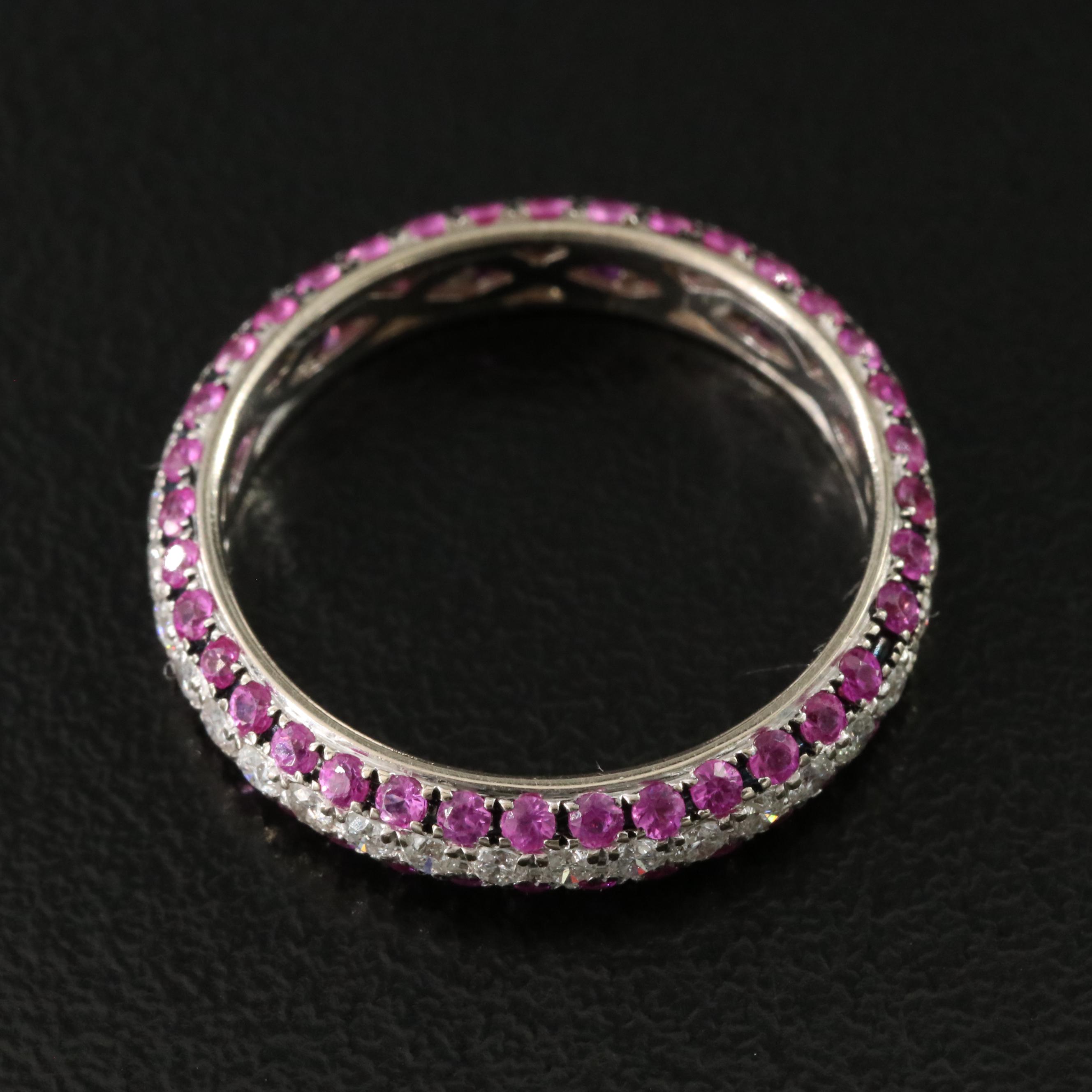 18K 0.54 CTW Diamond and Pink Sapphire Eternity Ring