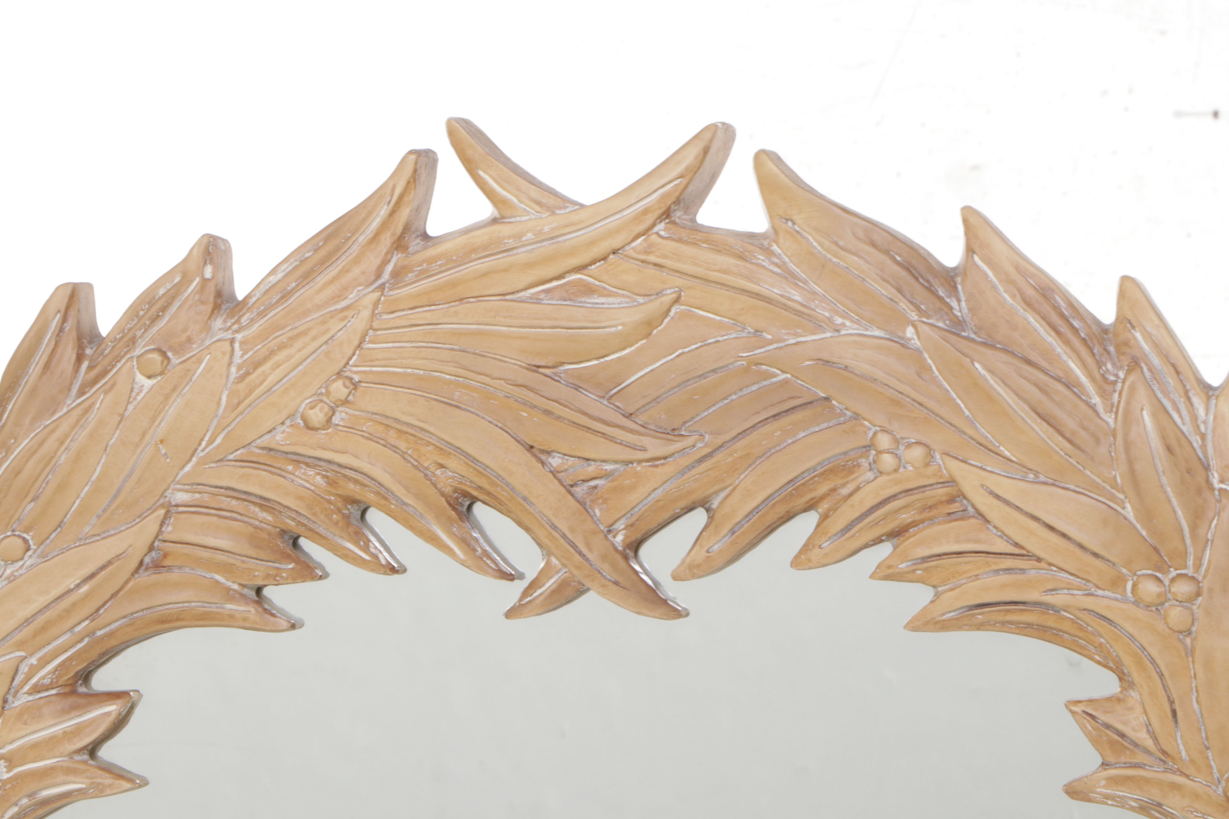 Palm Frond Form Composite Full-Length Wall Mirror