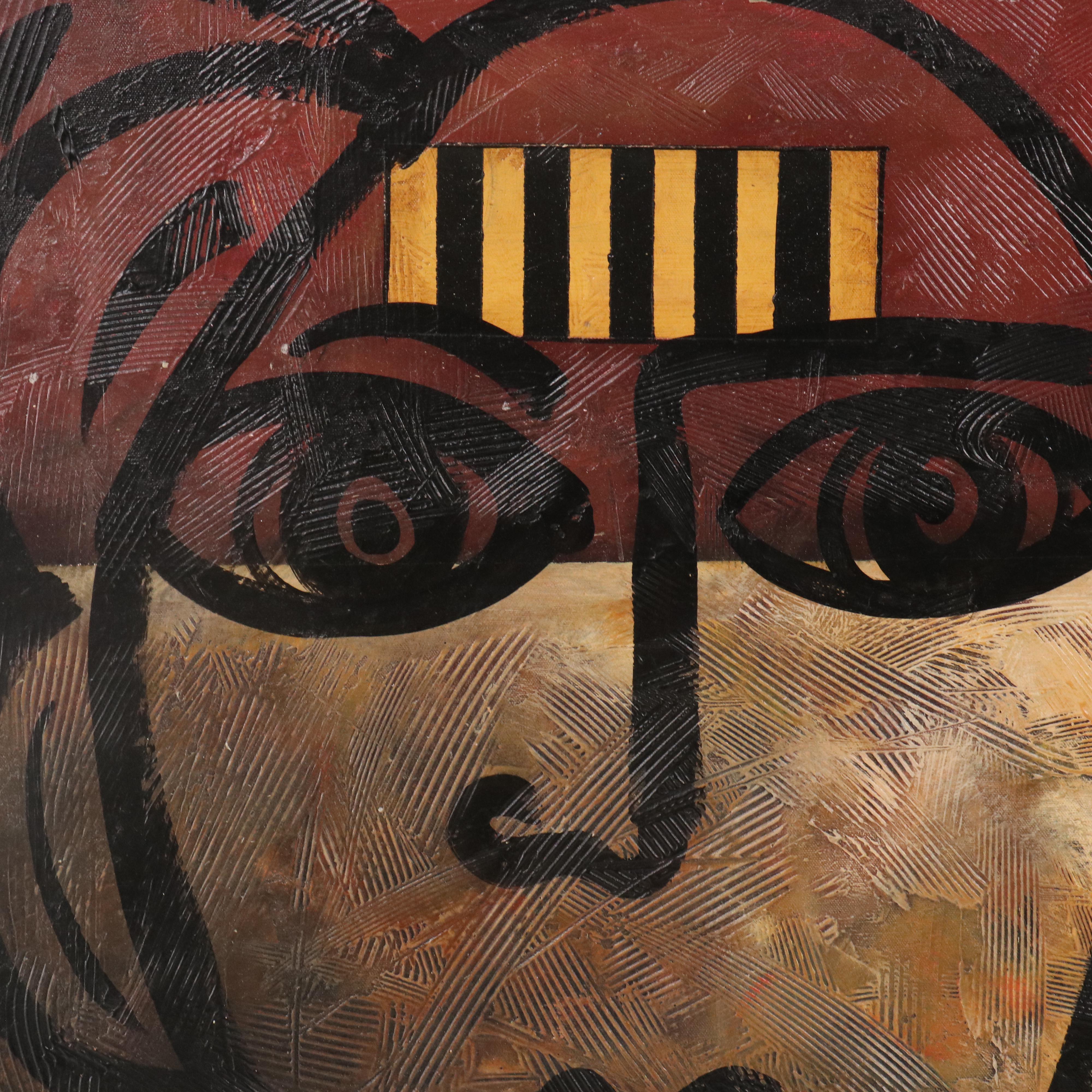 Peter Keil Abstract Figurative Acrylic Painting, Late 20th Century