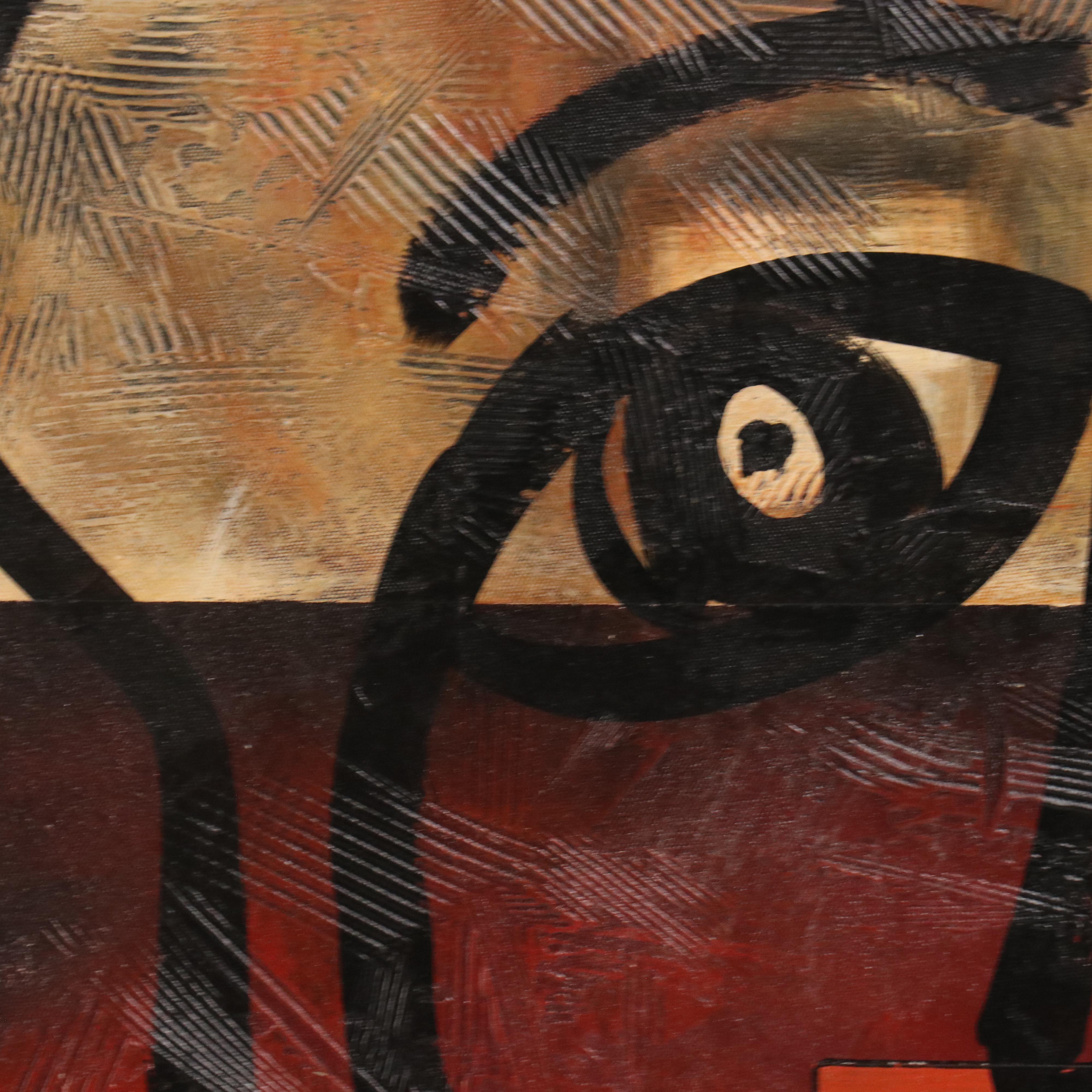 Peter Keil Abstract Figurative Acrylic Painting, Late 20th Century