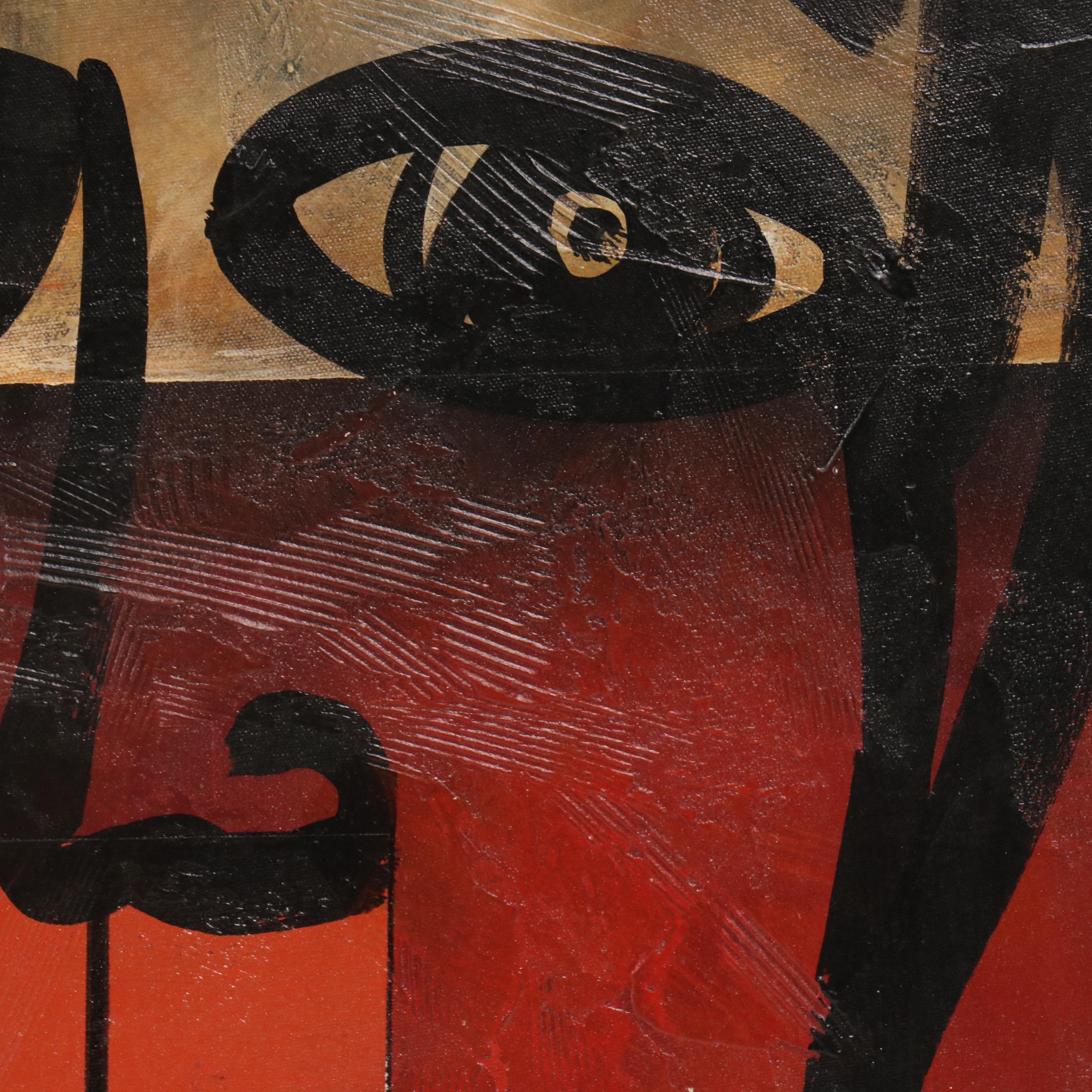 Peter Keil Abstract Figurative Acrylic Painting, Late 20th Century