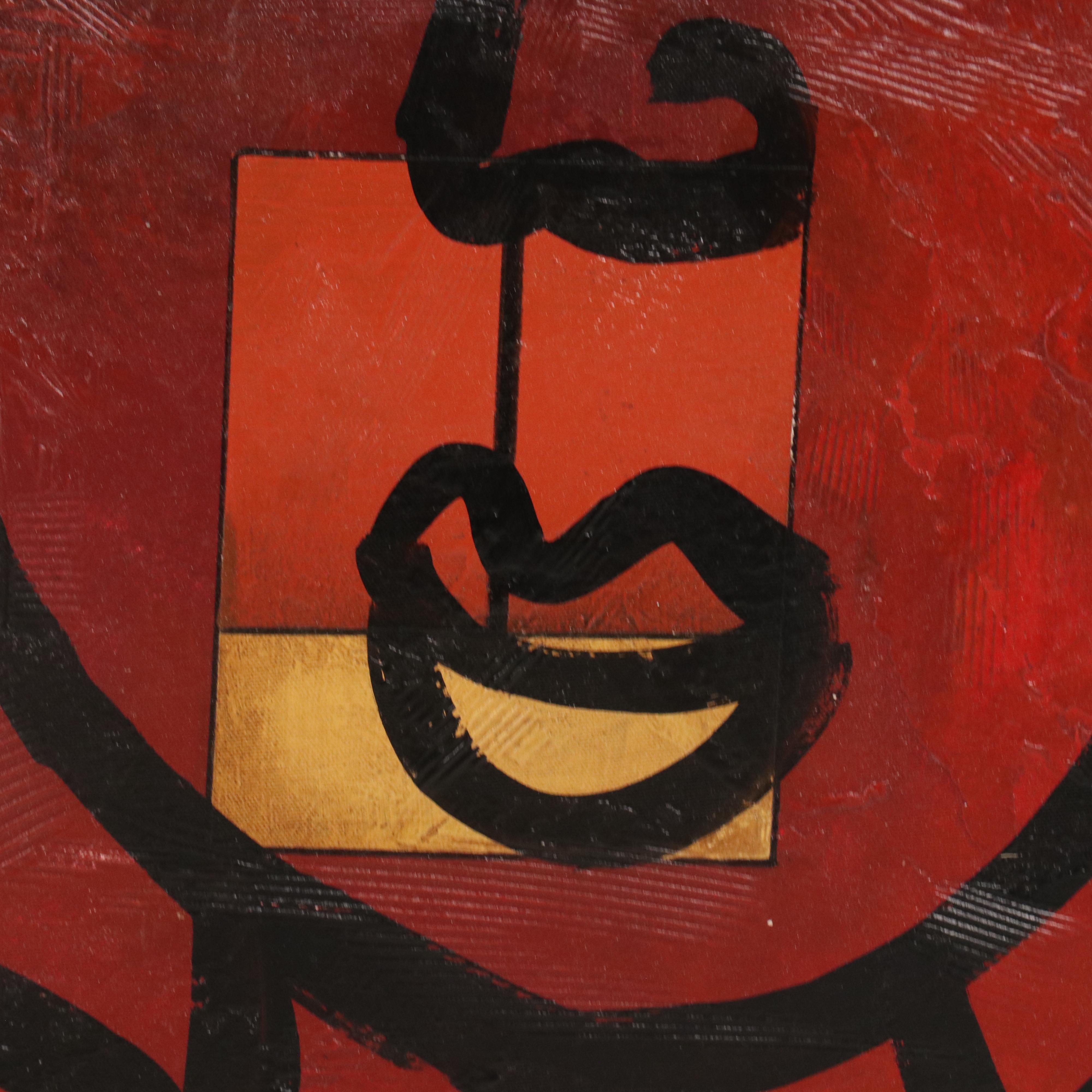 Peter Keil Abstract Figurative Acrylic Painting, Late 20th Century