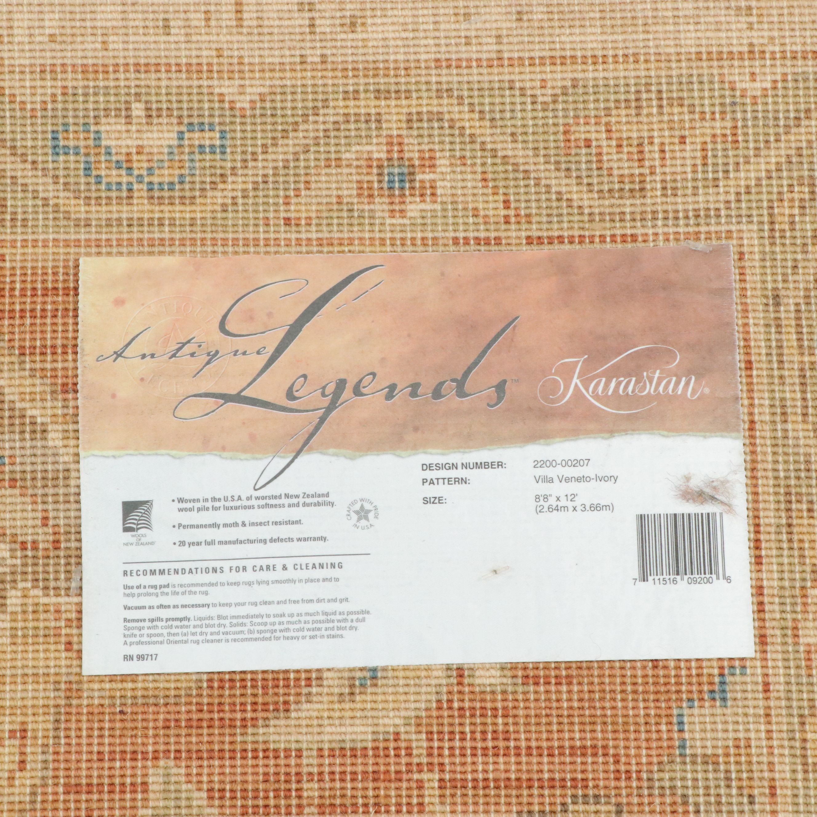 8'9 x 12'3 Machine Made Karastan Antique Legends "Villa Veneto" Room-Sized Rug
