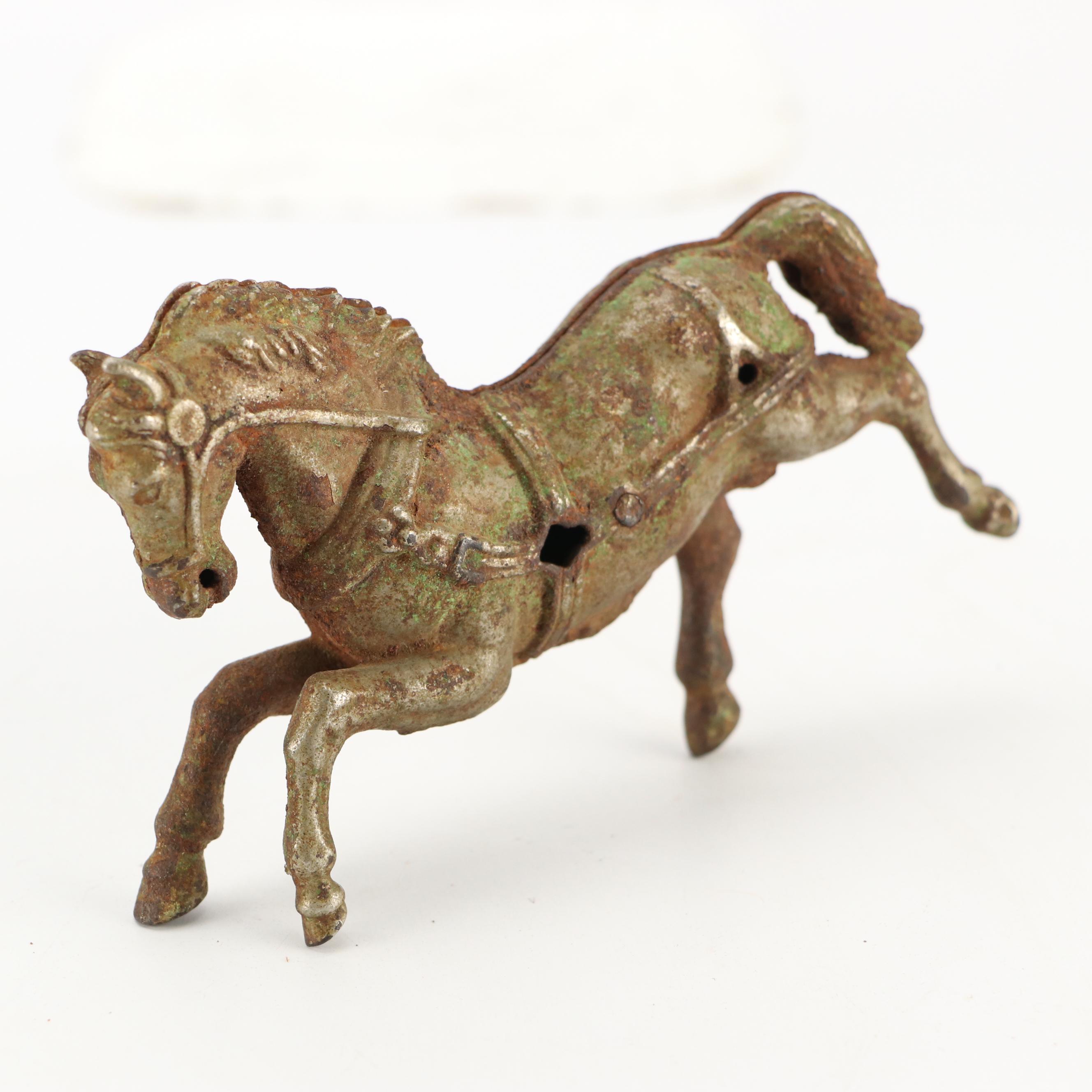 Cast Iron Bugs Bunny Airplane with Car and Horse Toys, Early to Mid-20th Century