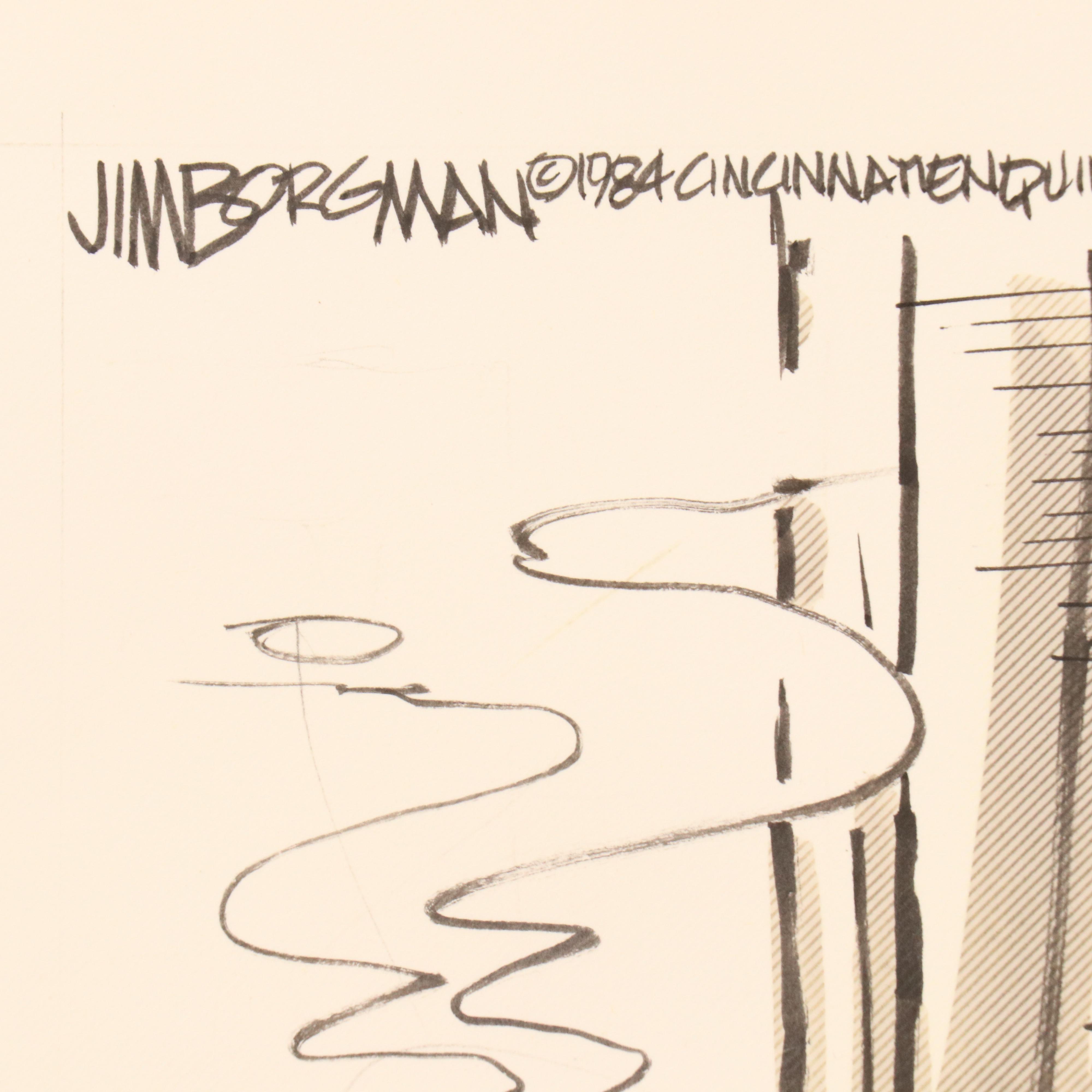 Jim Borgman Cincinnati Enquirer Ink Political Cartoon Illustration, 1984