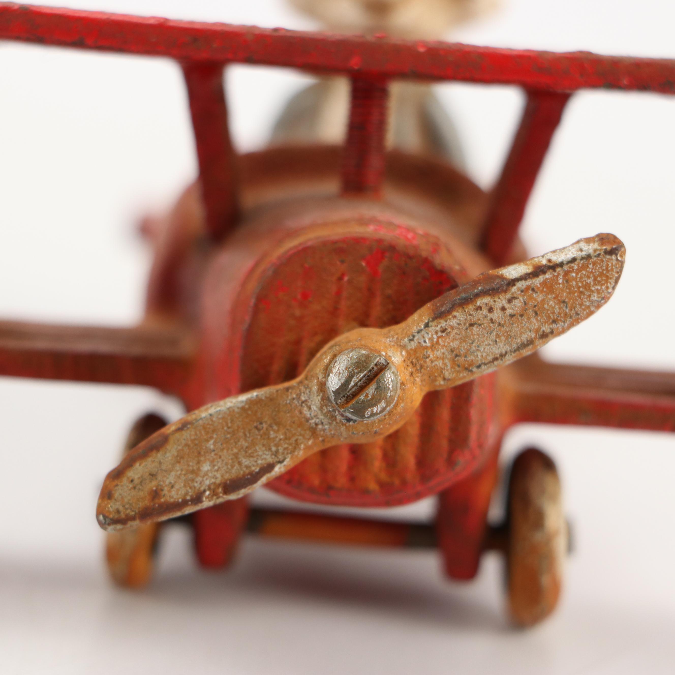 Cast Iron Bugs Bunny Airplane with Car and Horse Toys, Early to Mid-20th Century