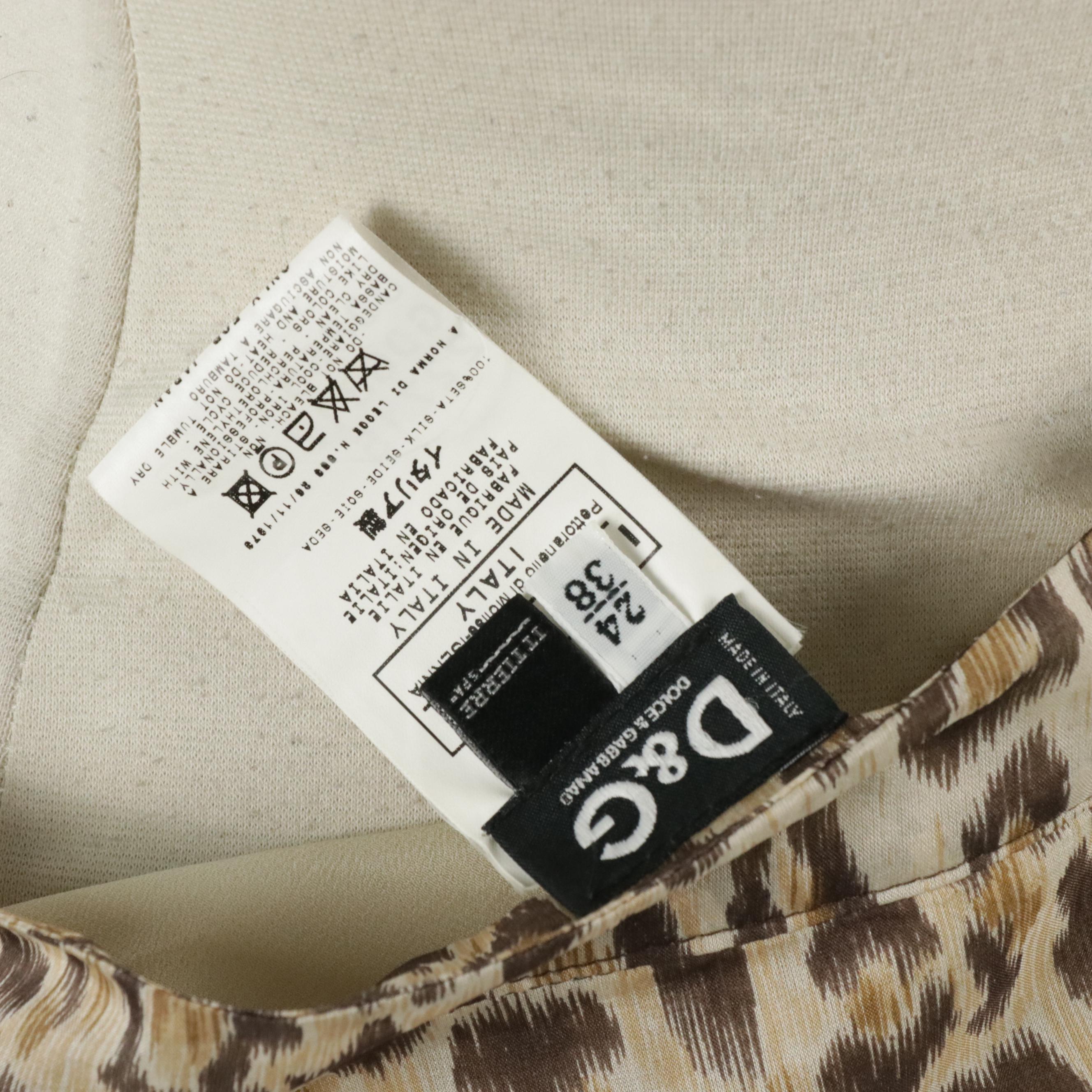 Dolce & Gabbana Paneled Flowy High-Low Skirt in Leopard Print Silk, 1990s