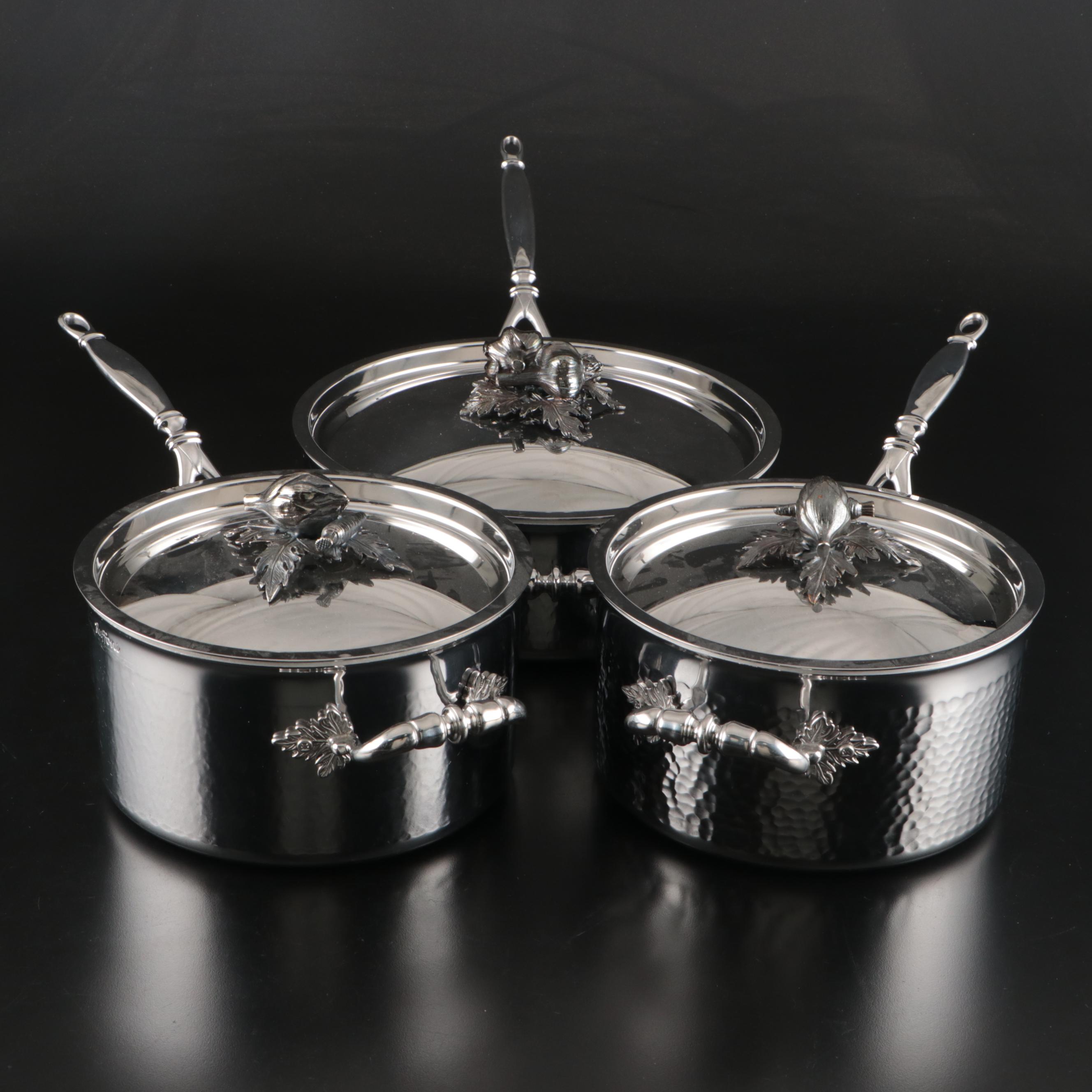 Ruffoni Opus Prima Hammered Stainless Steel Saucepans and Sauté Pan