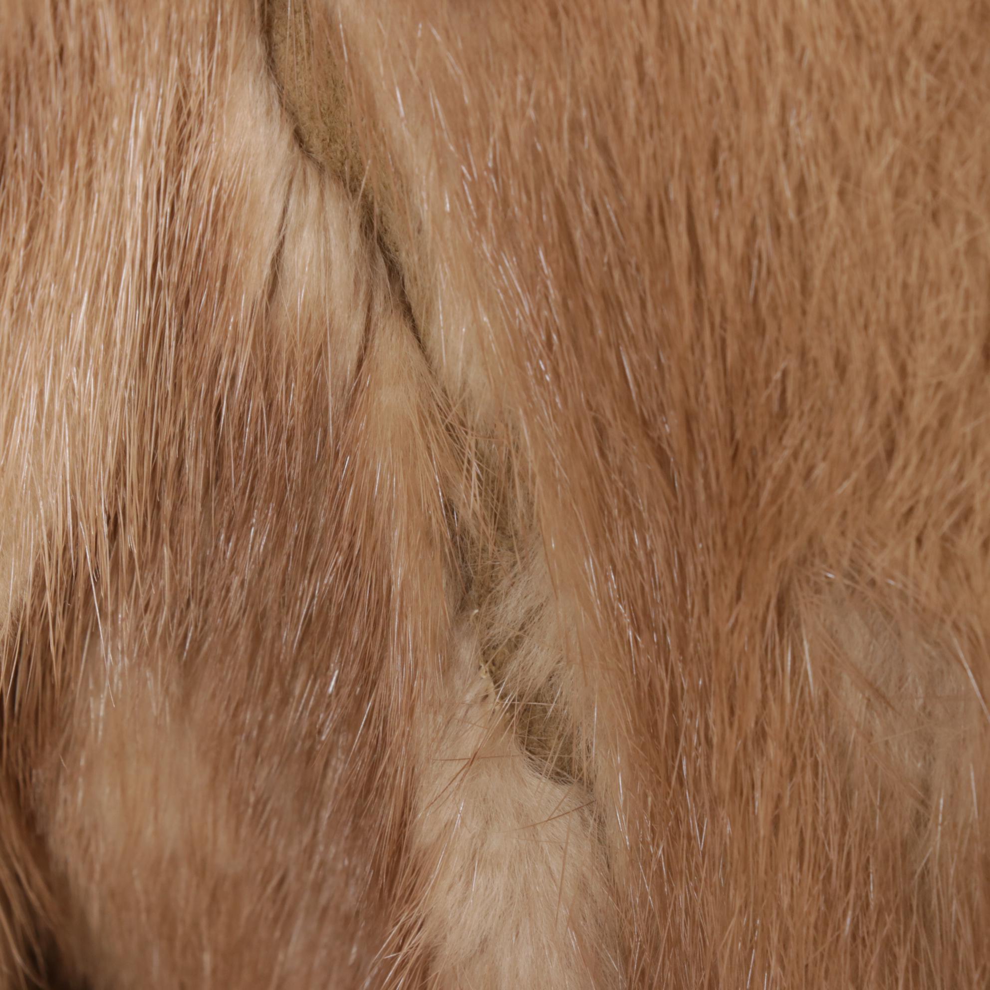 Pastel Mink Fur Long Coat with Embroidered Lining by Miller's Furs