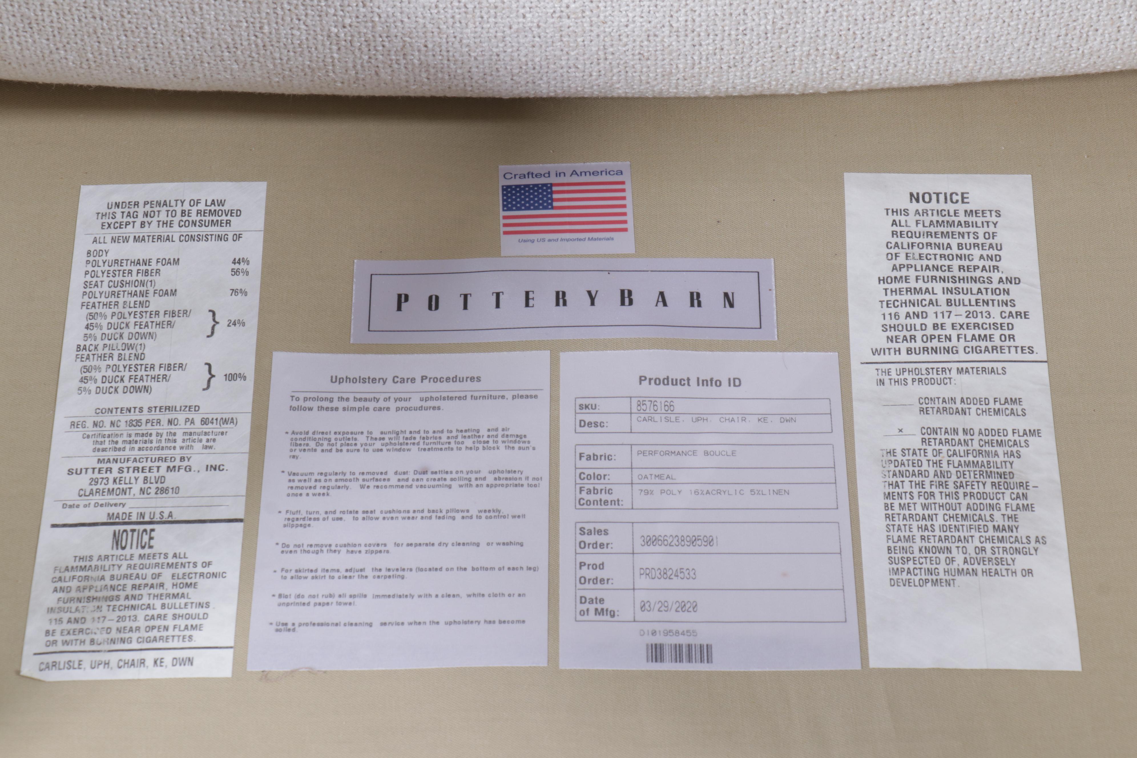 Pottery Barn Upholstered Lounge Chair