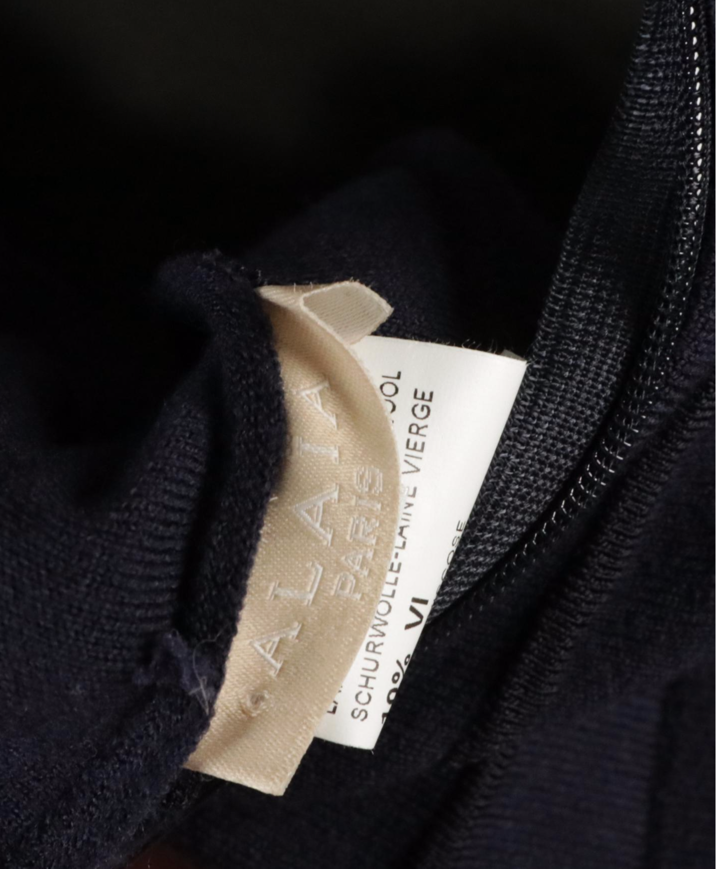 Azzedine Alaïa Navy Blue V-Neck Pleated Dress