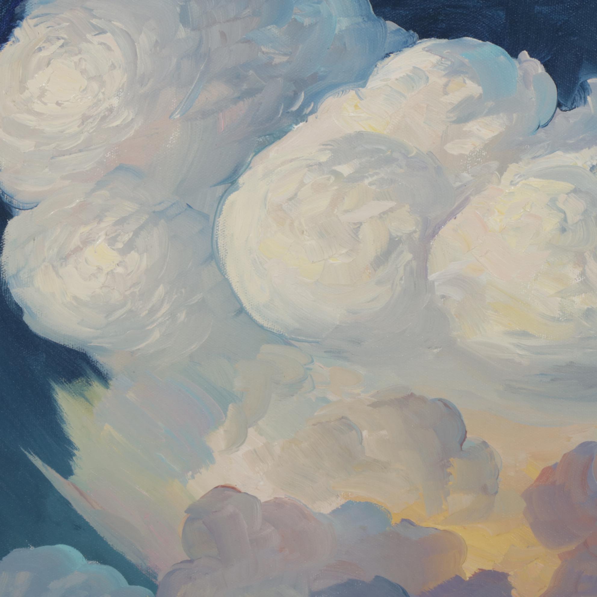 William Hawkins Contrasting Colors Mountain Landscape Oil Painting