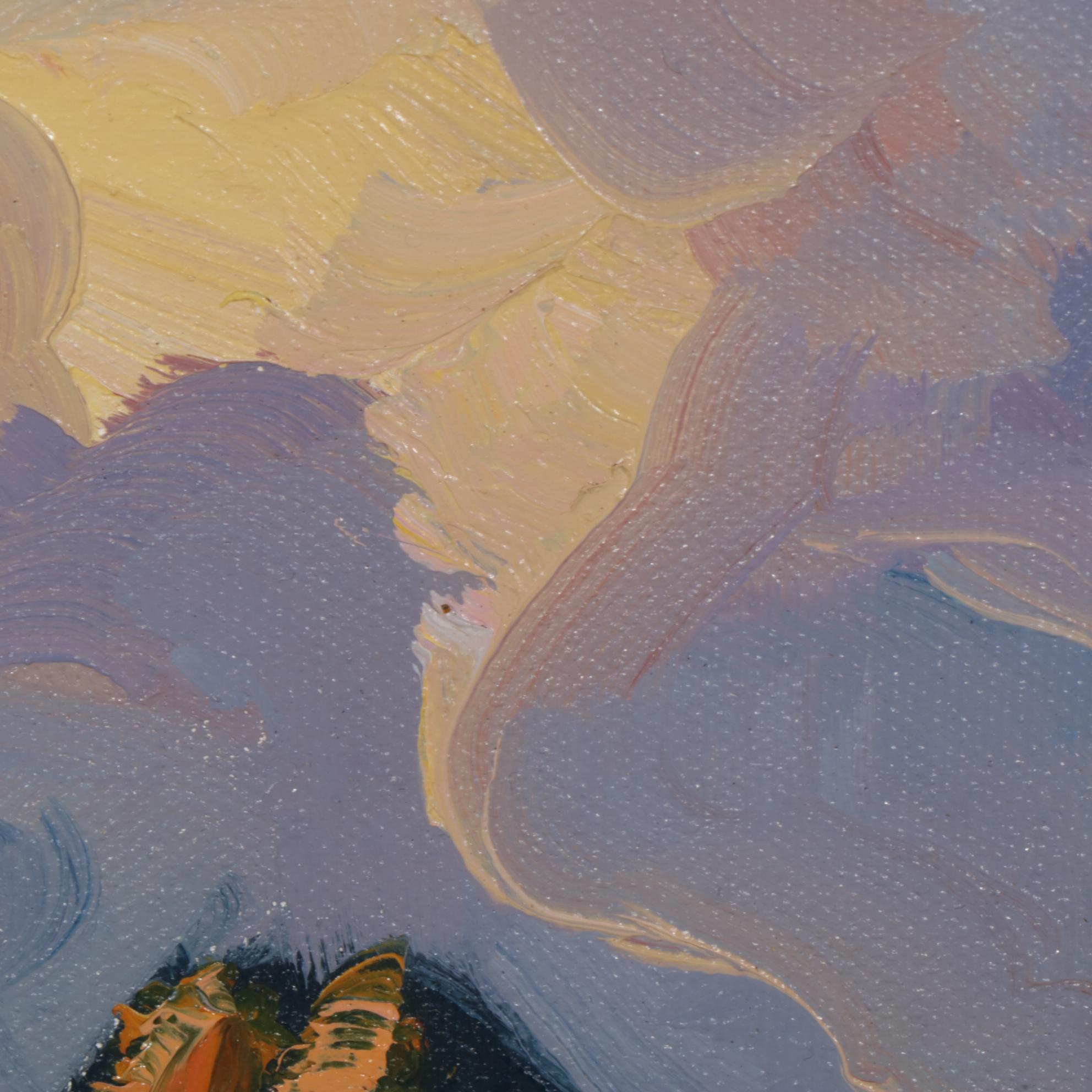 William Hawkins Contrasting Colors Mountain Landscape Oil Painting