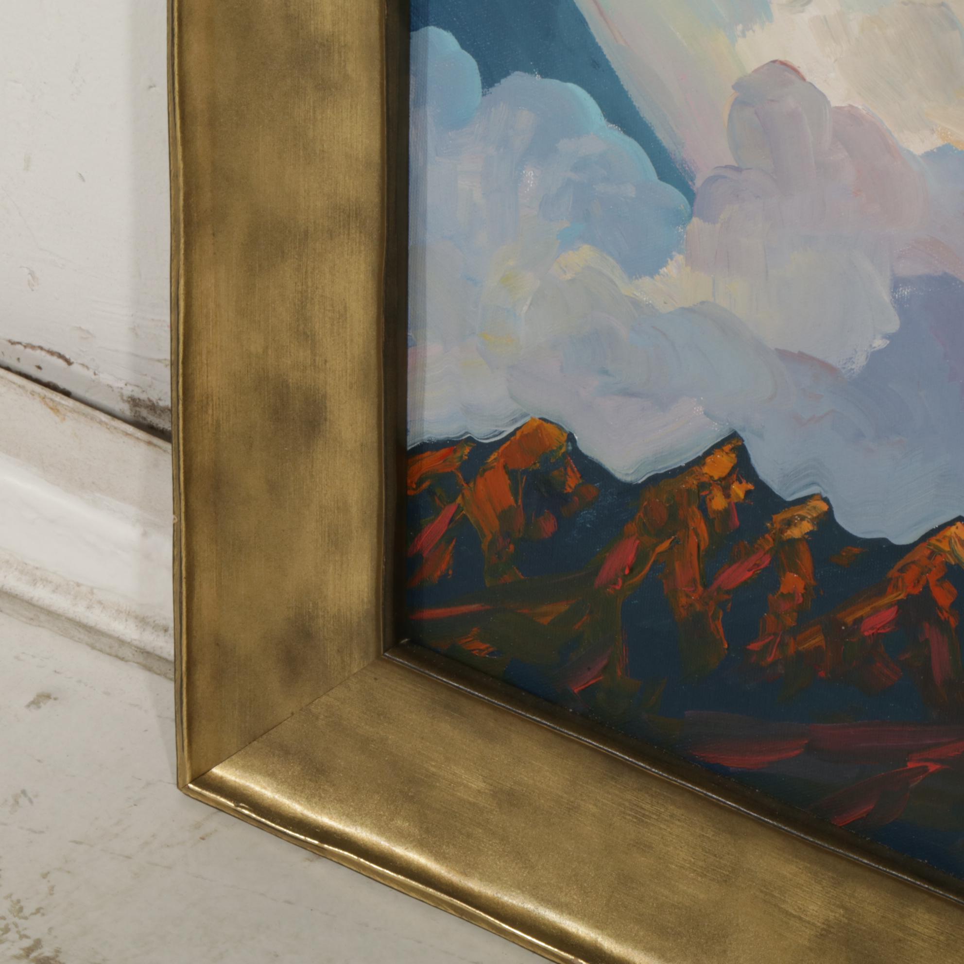 William Hawkins Contrasting Colors Mountain Landscape Oil Painting