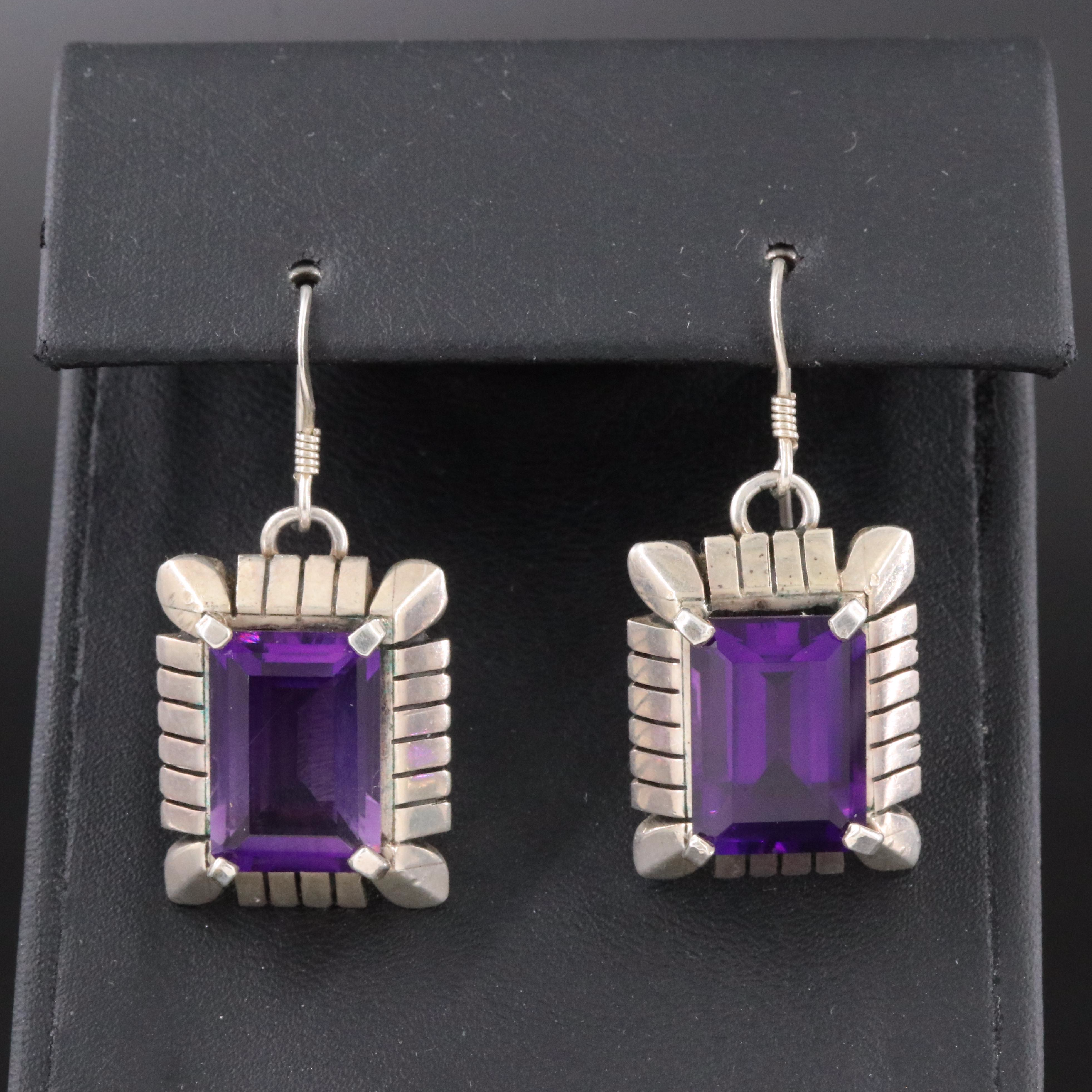 Carl Quintana Sterling Amethyst Earrings