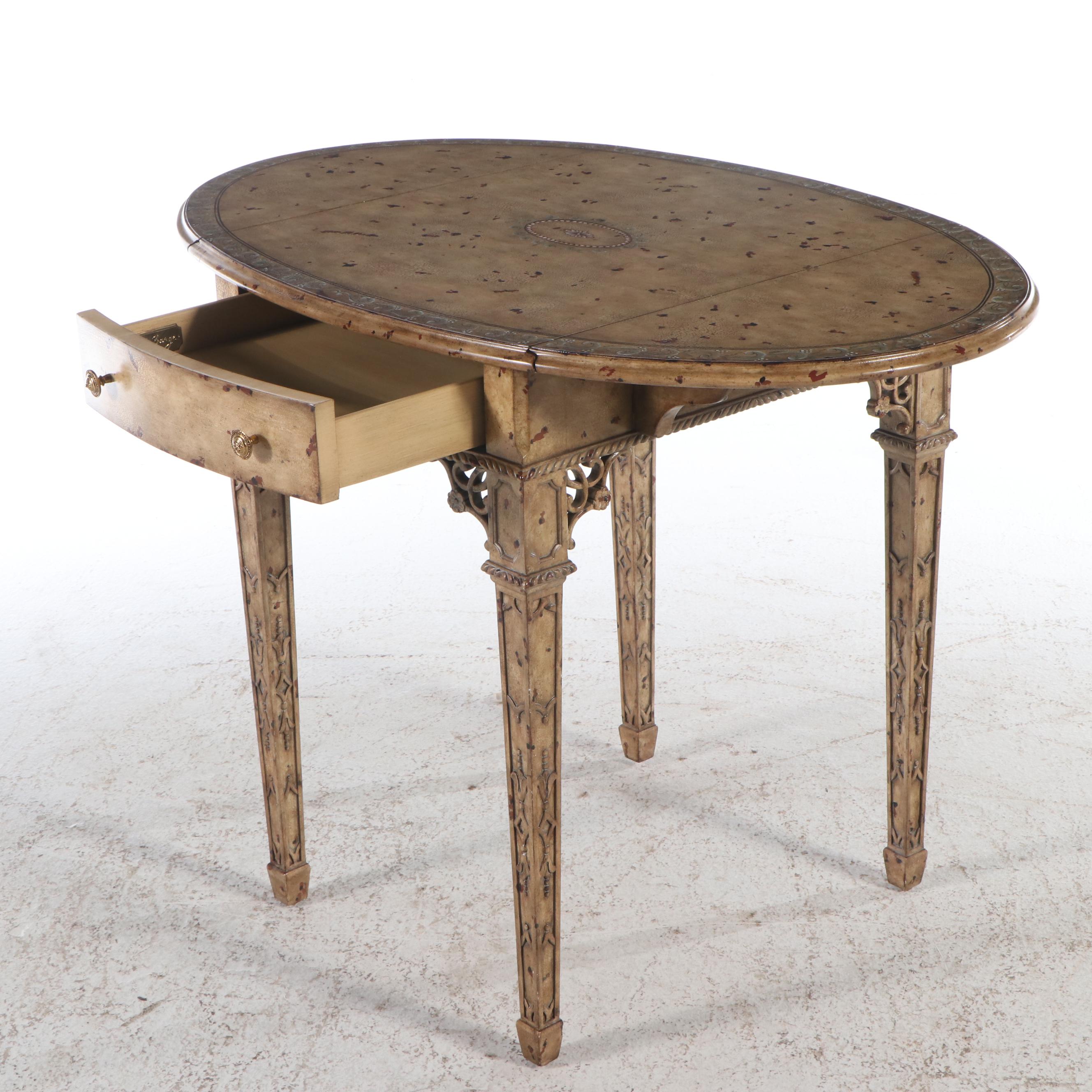 La Barge Painted Wood Drop-Leaf Side Table