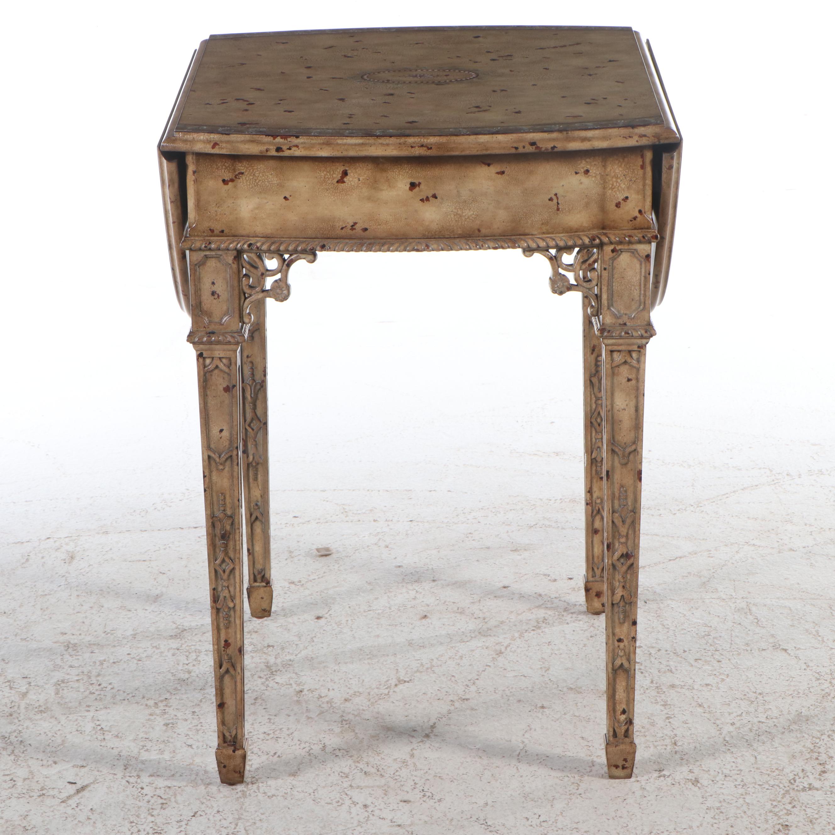 La Barge Painted Wood Drop-Leaf Side Table