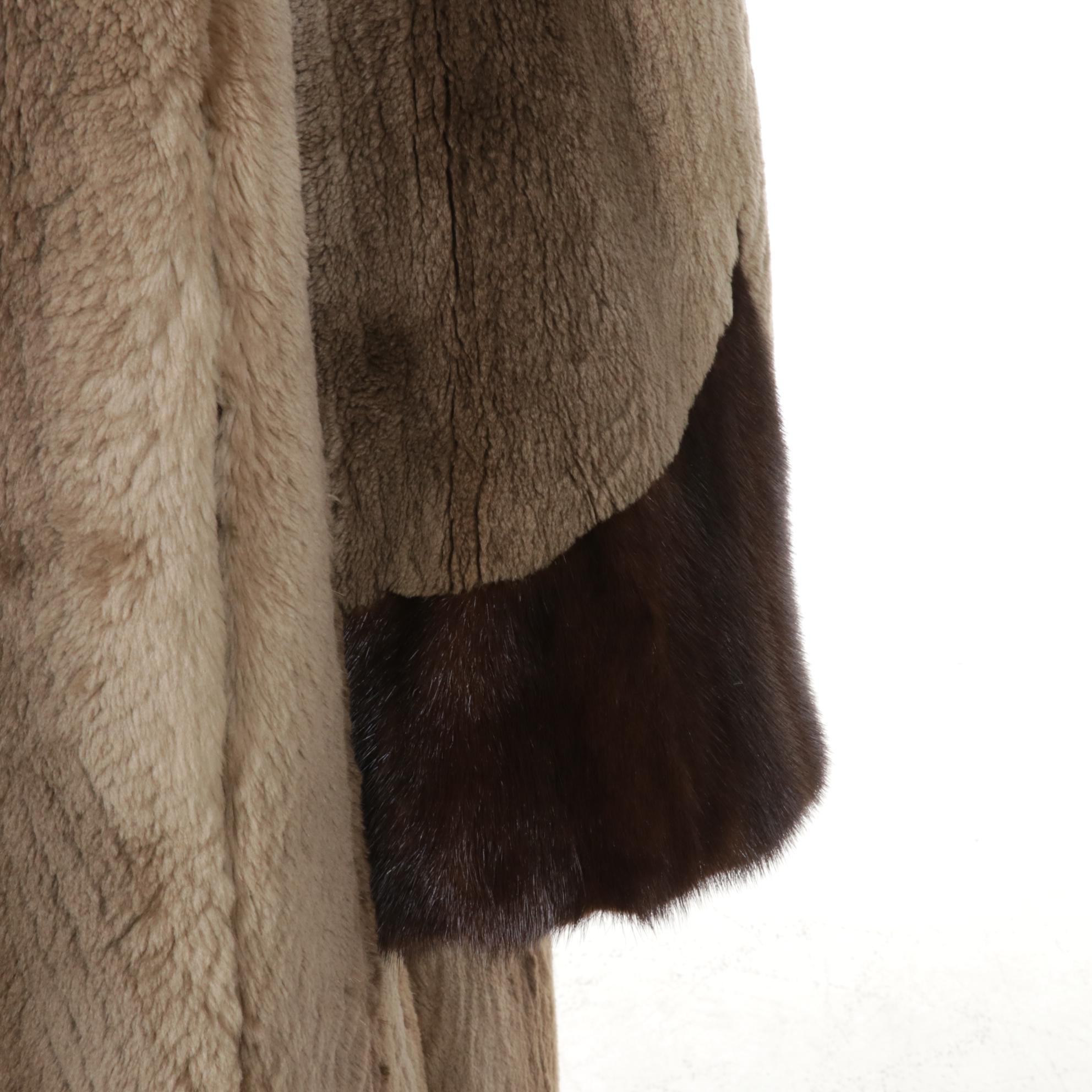 Phantom Sheared Beaver Fur Coat with Mink Fur Trim