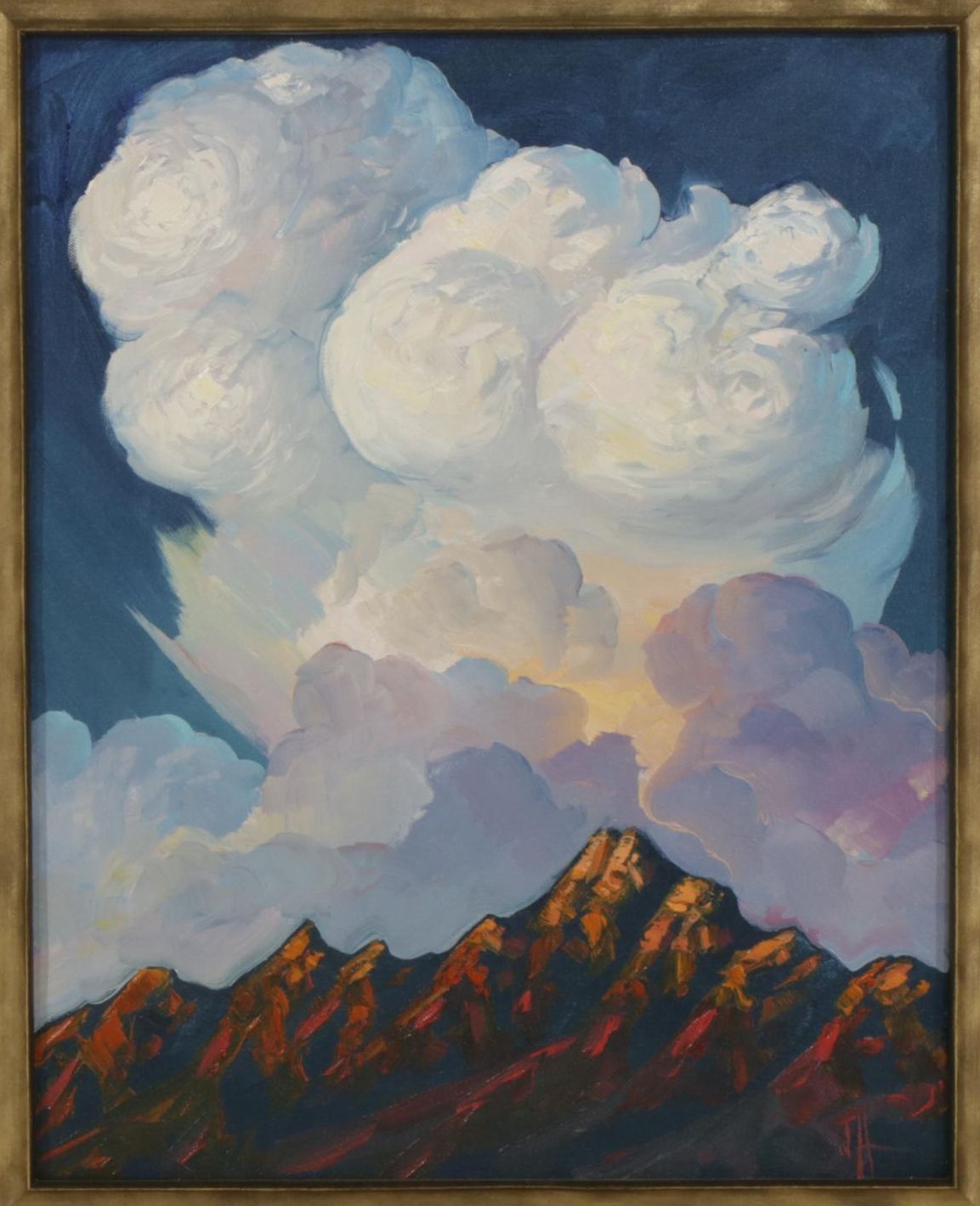 William Hawkins Contrasting Colors Mountain Landscape Oil Painting