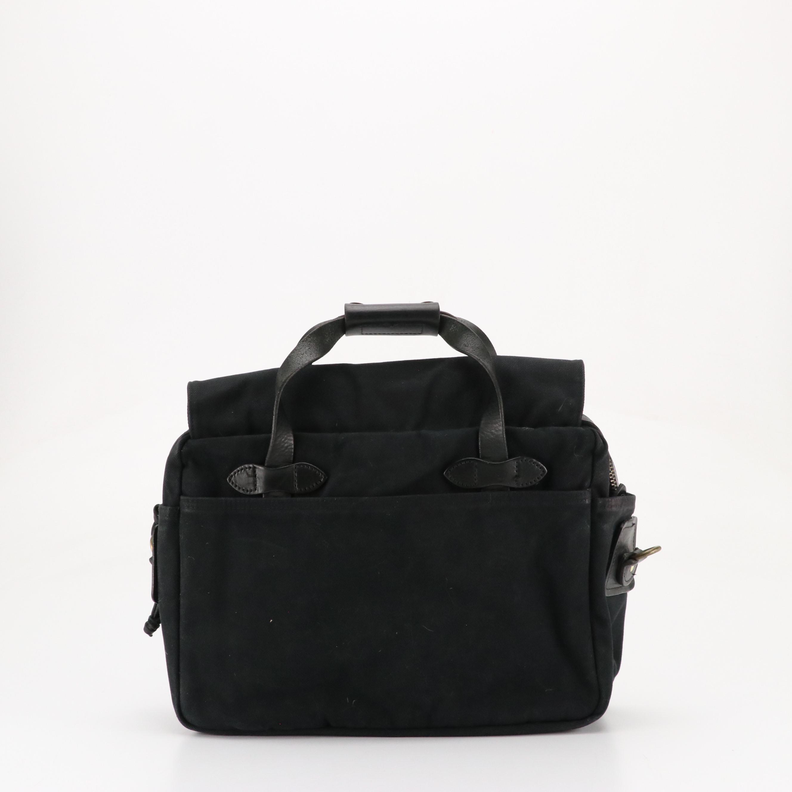 Filson Original Two-Way Briefcase in Black Canvas and Leather Trim