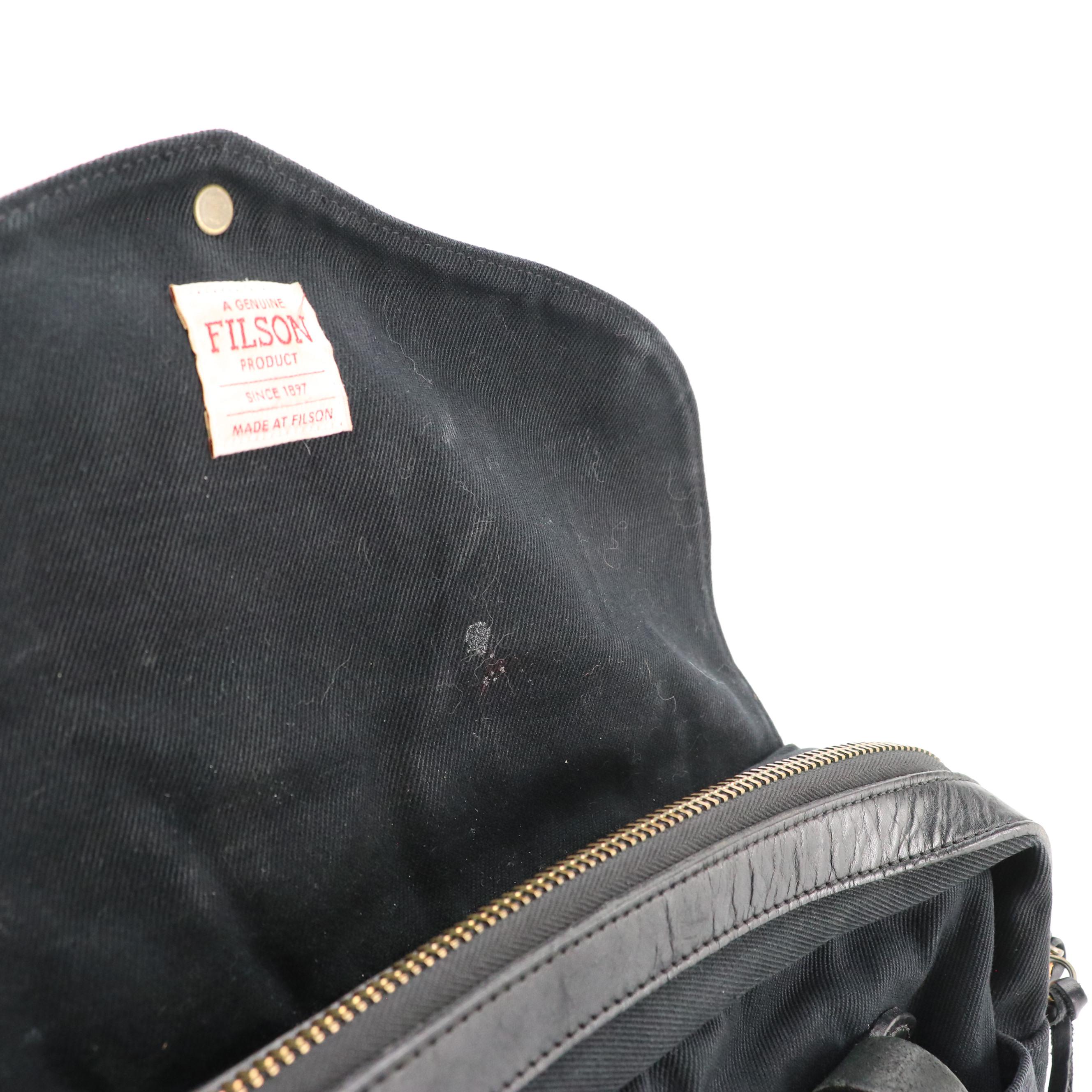 Filson Original Two-Way Briefcase in Black Canvas and Leather Trim