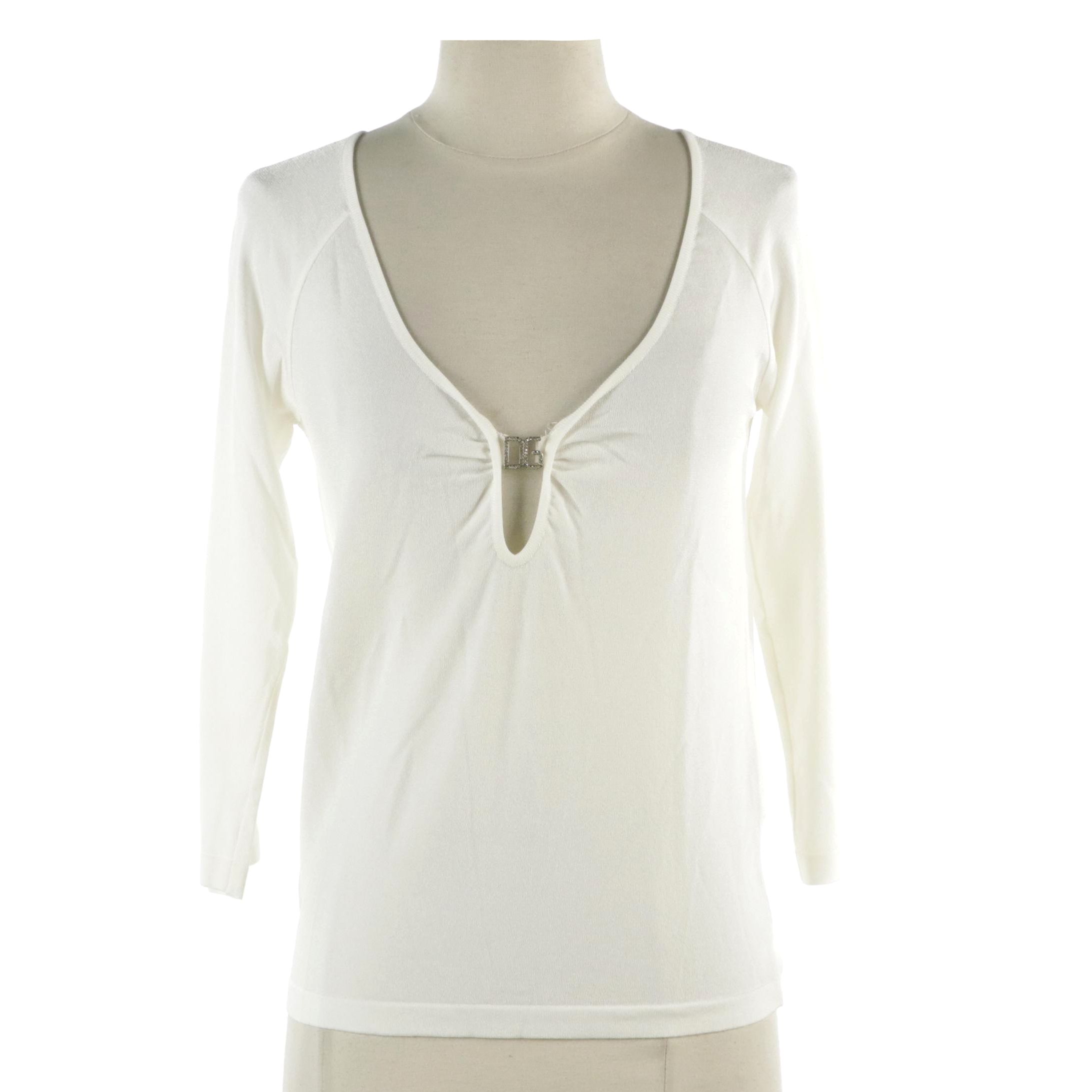 Dolce & Gabbana Crystal Embellished DG Logo Peekaboo Top with Tag